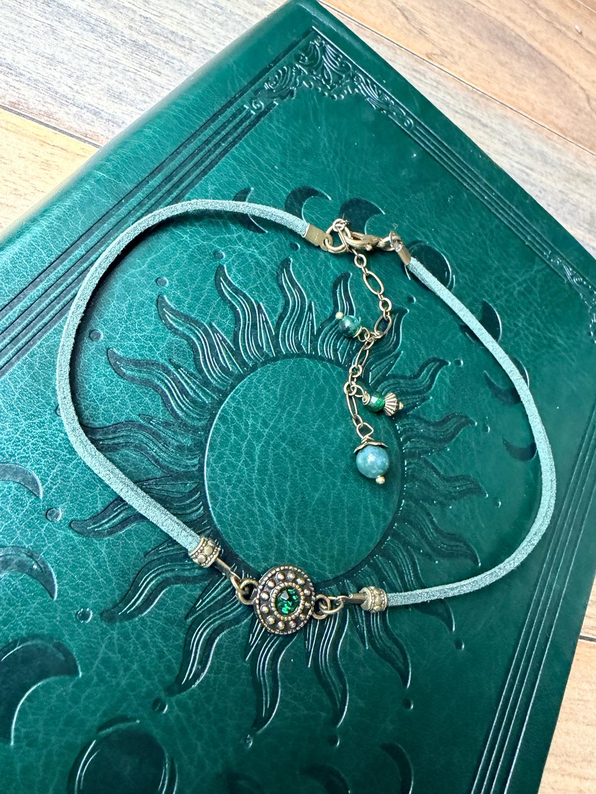 Choker z zielonym koralikiem | Boho naszyjnik zielony | Choker AgnesArte