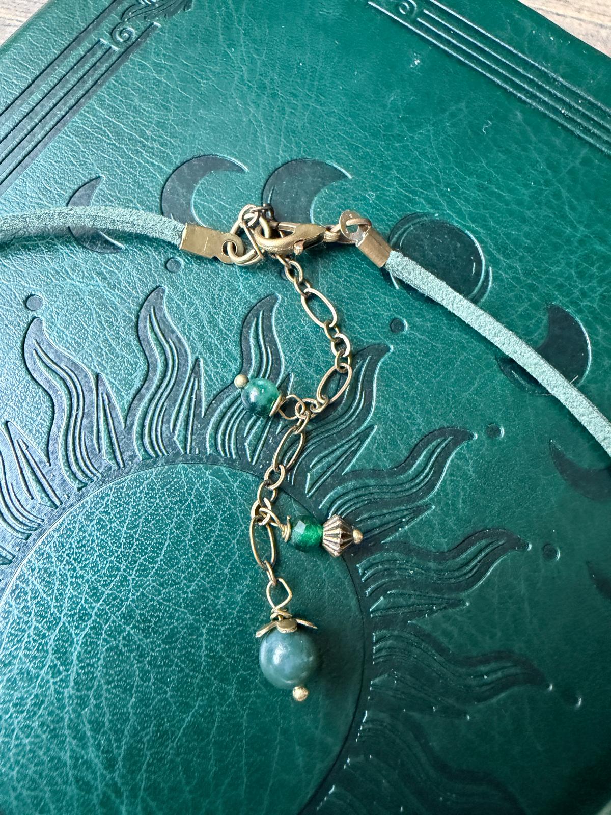 Choker z zielonym koralikiem | Boho naszyjnik zielony | Choker AgnesArte