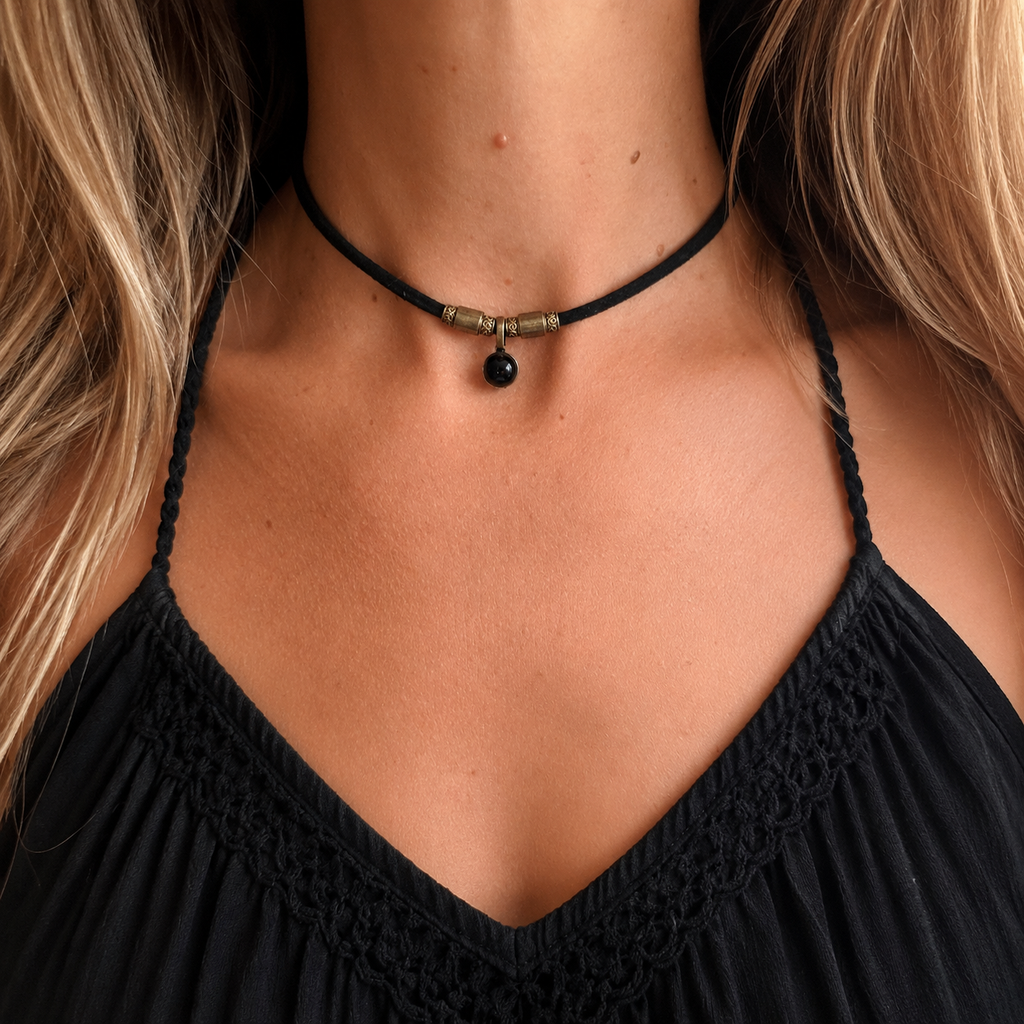Choker z Czarnym Turmalinem – Minimalistyczny Naszyjnik Ochronny | Agnes Arte