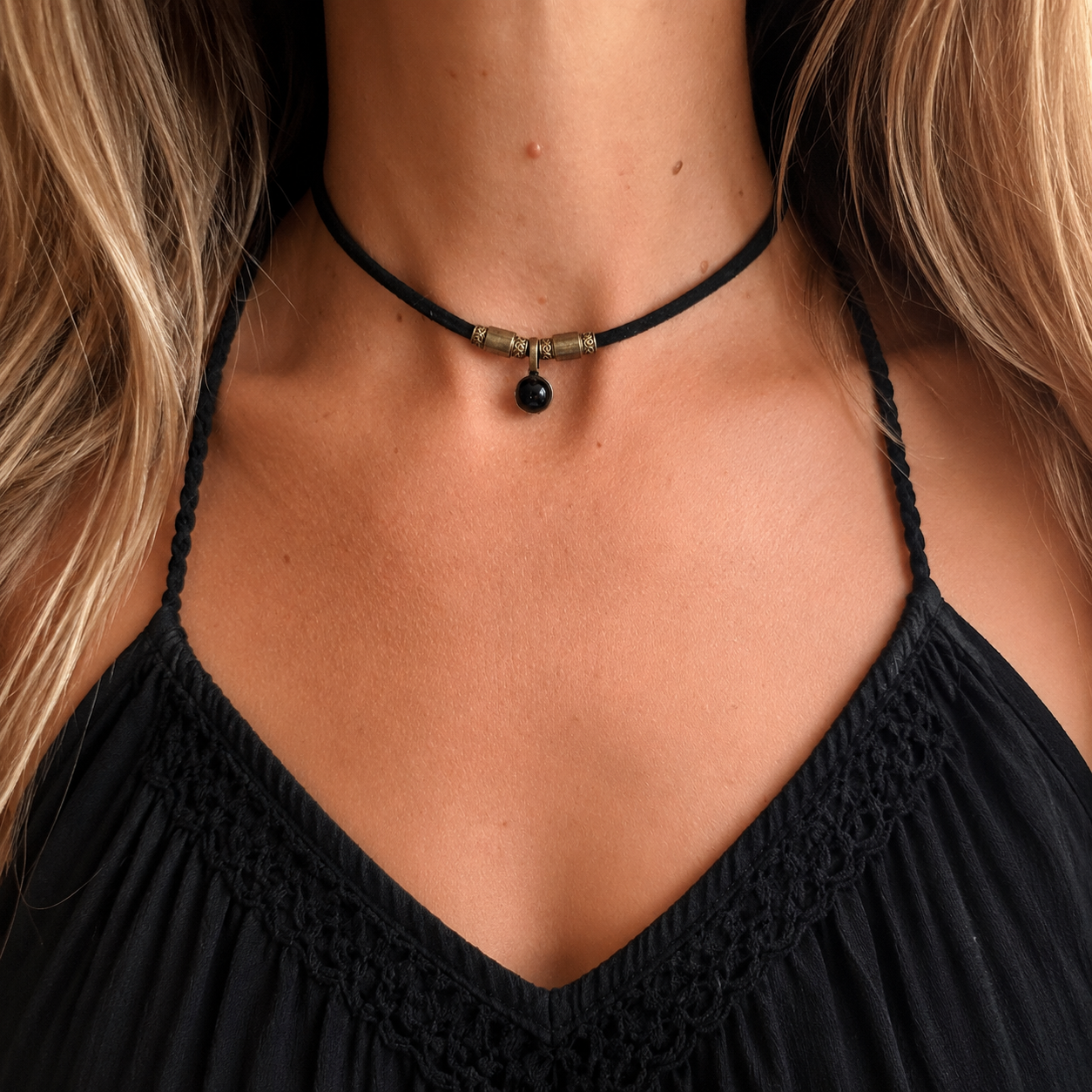 Choker z Czarnym Turmalinem – Minimalistyczny Naszyjnik Ochronny | Agnes Arte