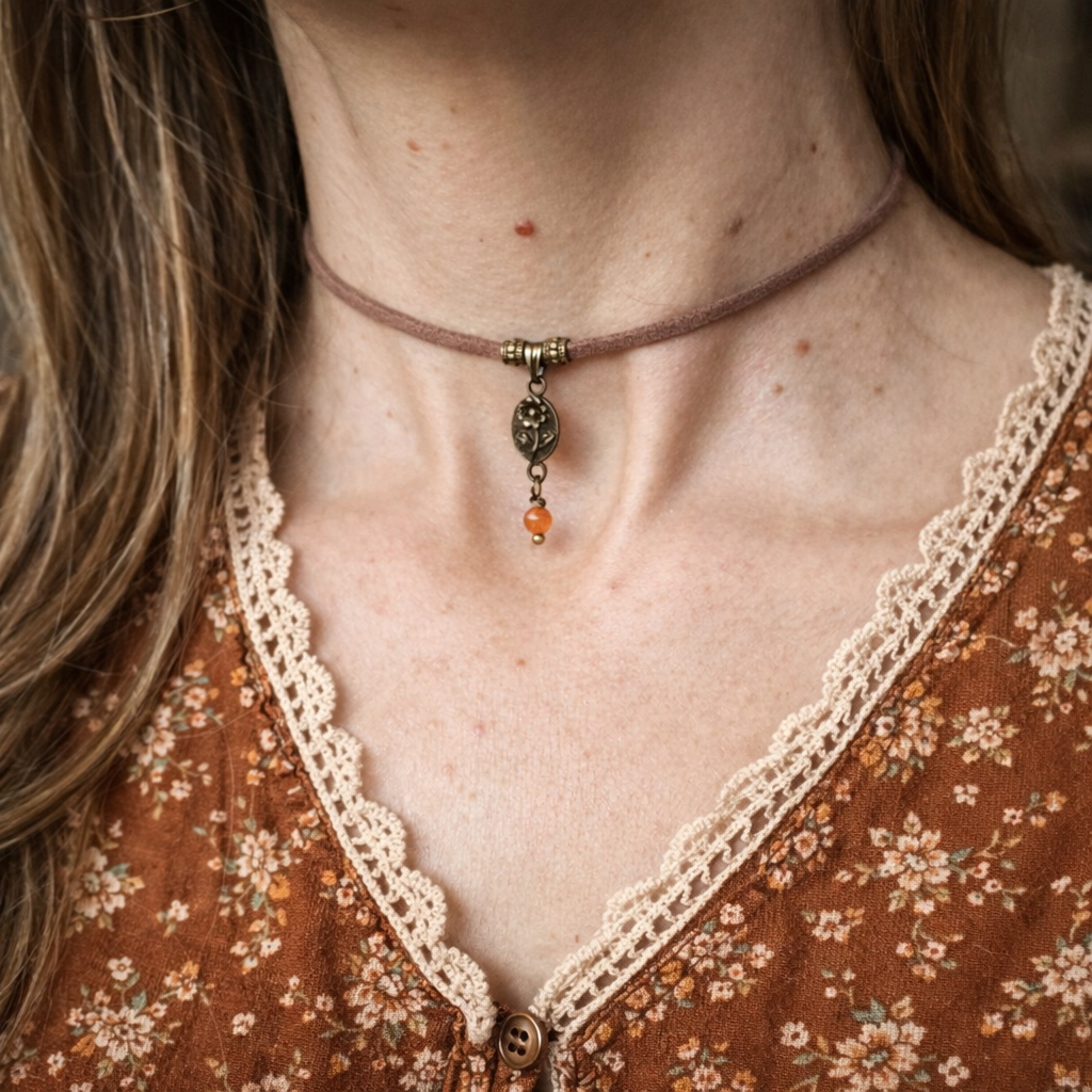 🌿 Choker „Ciepło Serca” z mini karneolem