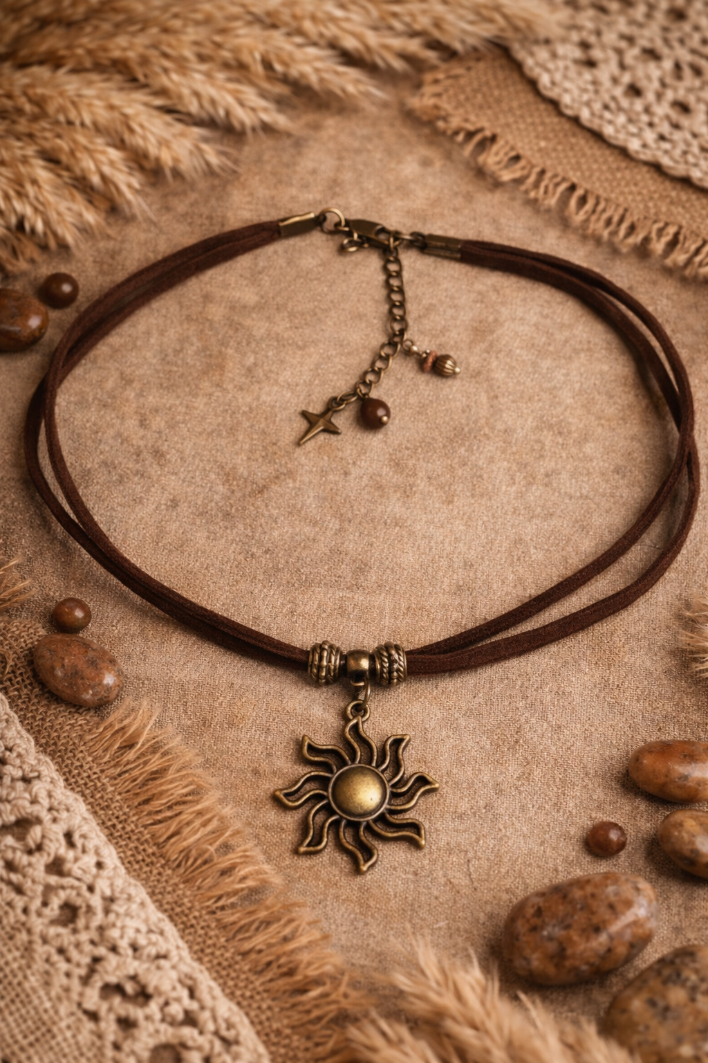 ✨ Choker „Ziemskie Słońce”  Talizman światła zakorzenionego w naturze.