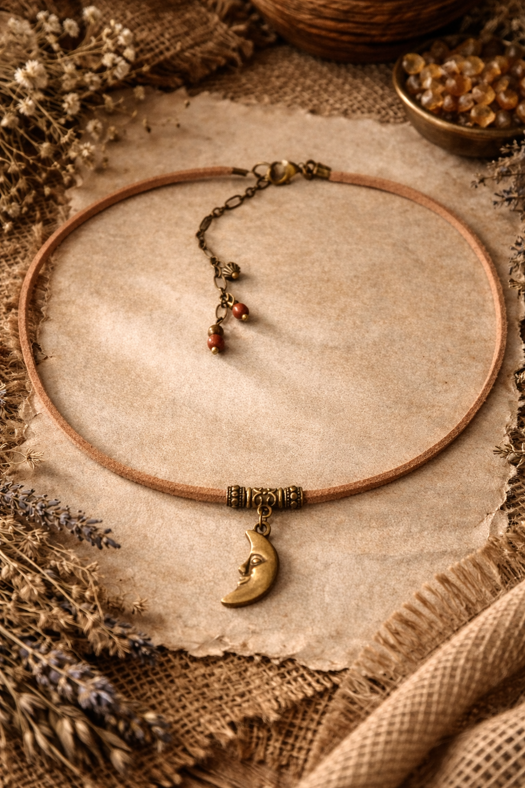 🌙 Choker z księżycem – delikatna nocna magia 🌙