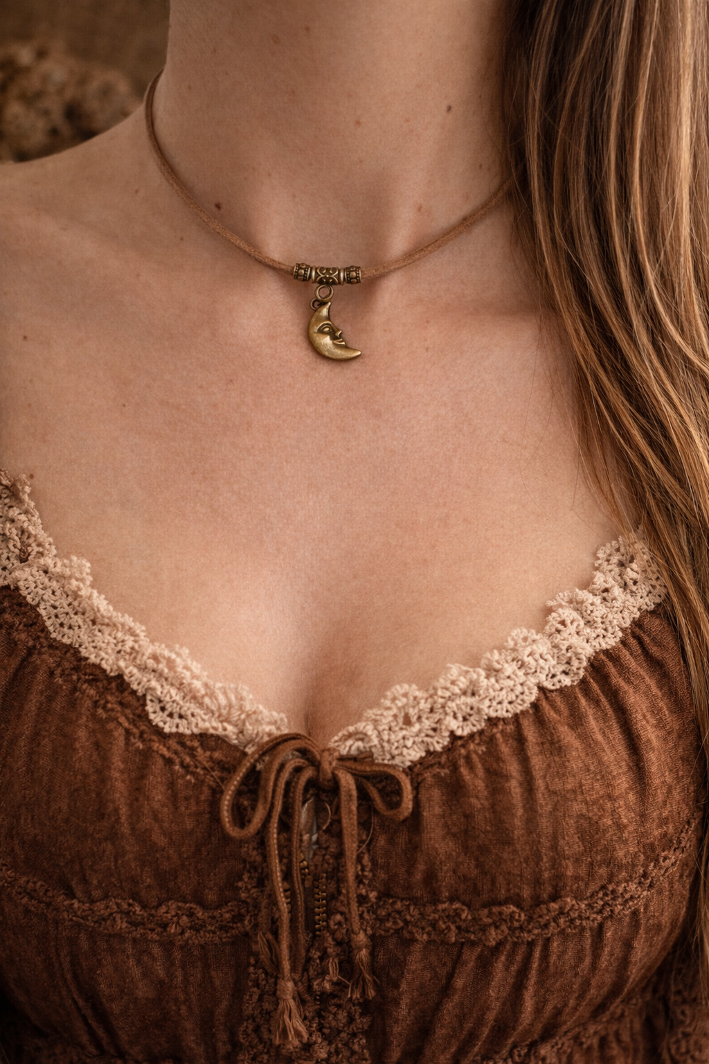🌙 Choker z księżycem – delikatna nocna magia 🌙