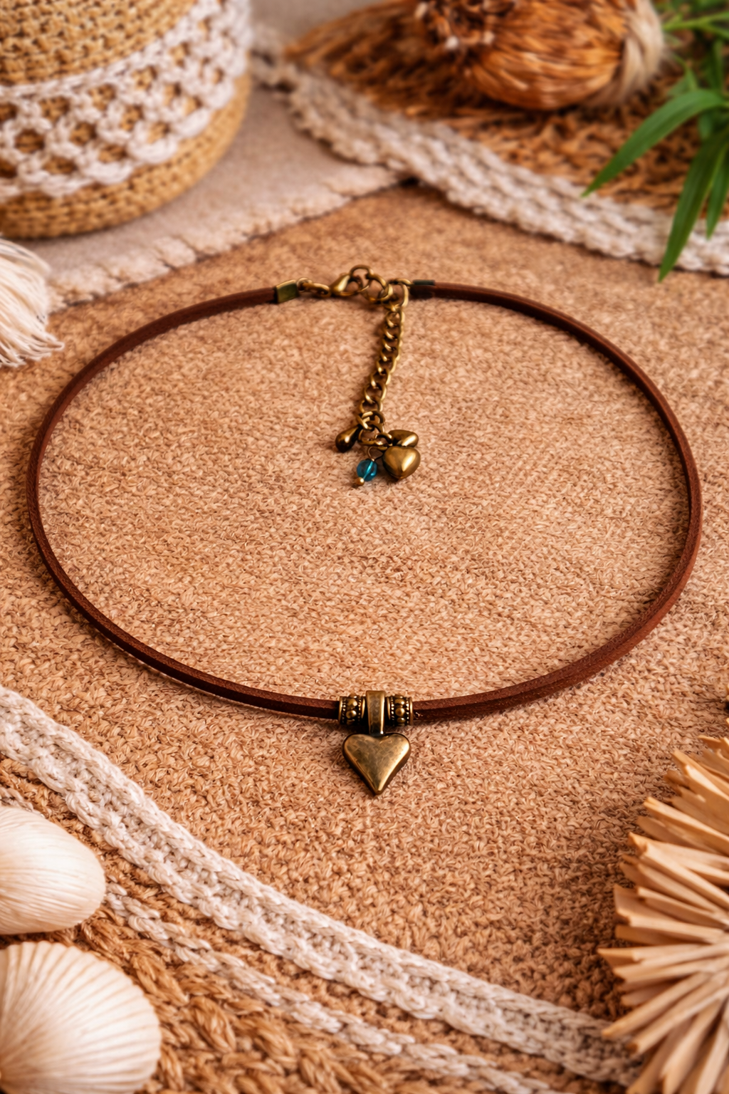 🤎 Choker Boho z sercem – vintage & romantyczny akcent 🤎