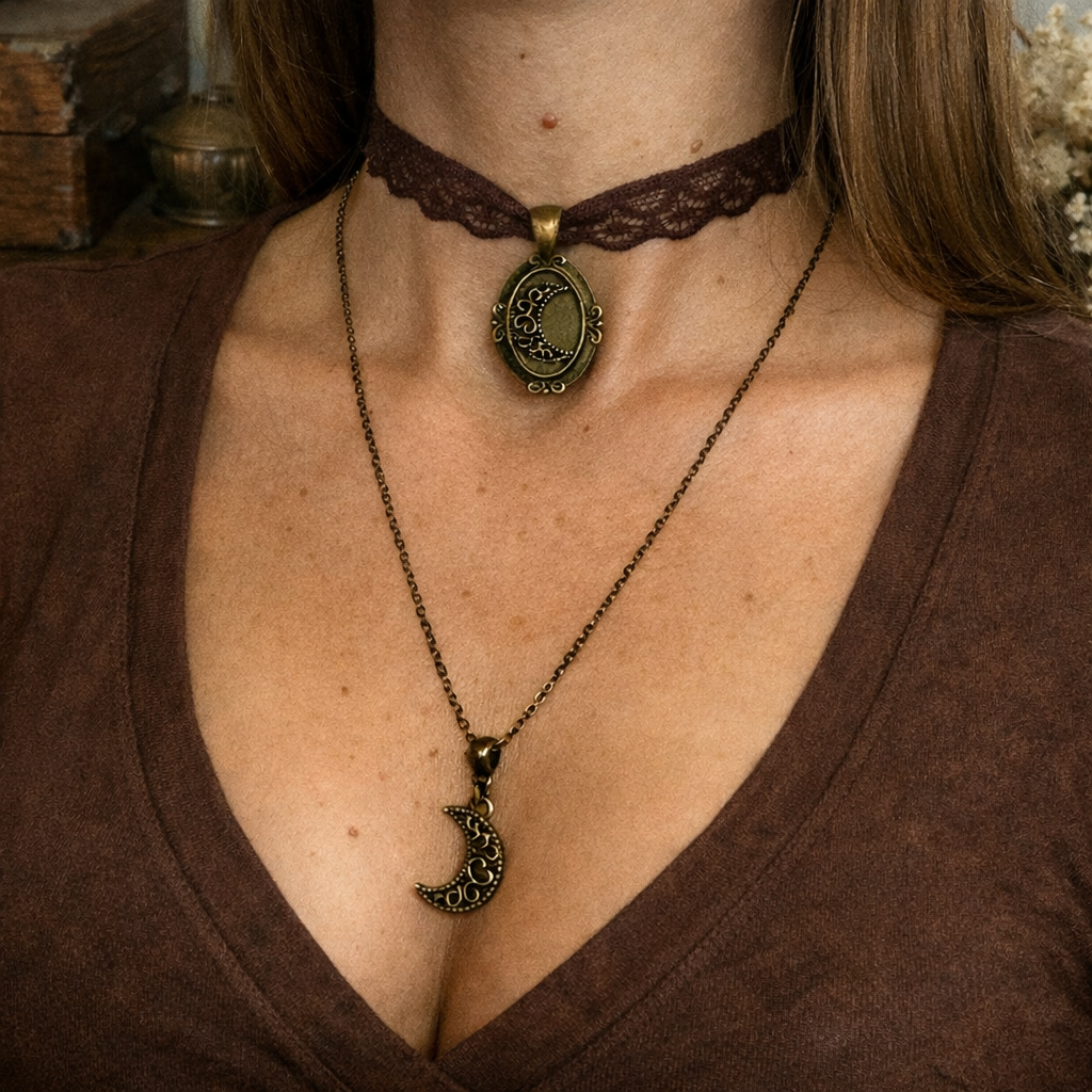 Naszyjnik „Luna Noctis” – podwójny amulet księżyca
