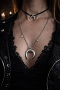 ✨Zestaw Choker + łańcuszek z półksiężycem – symbol intuicji i kobiecej energii ✨