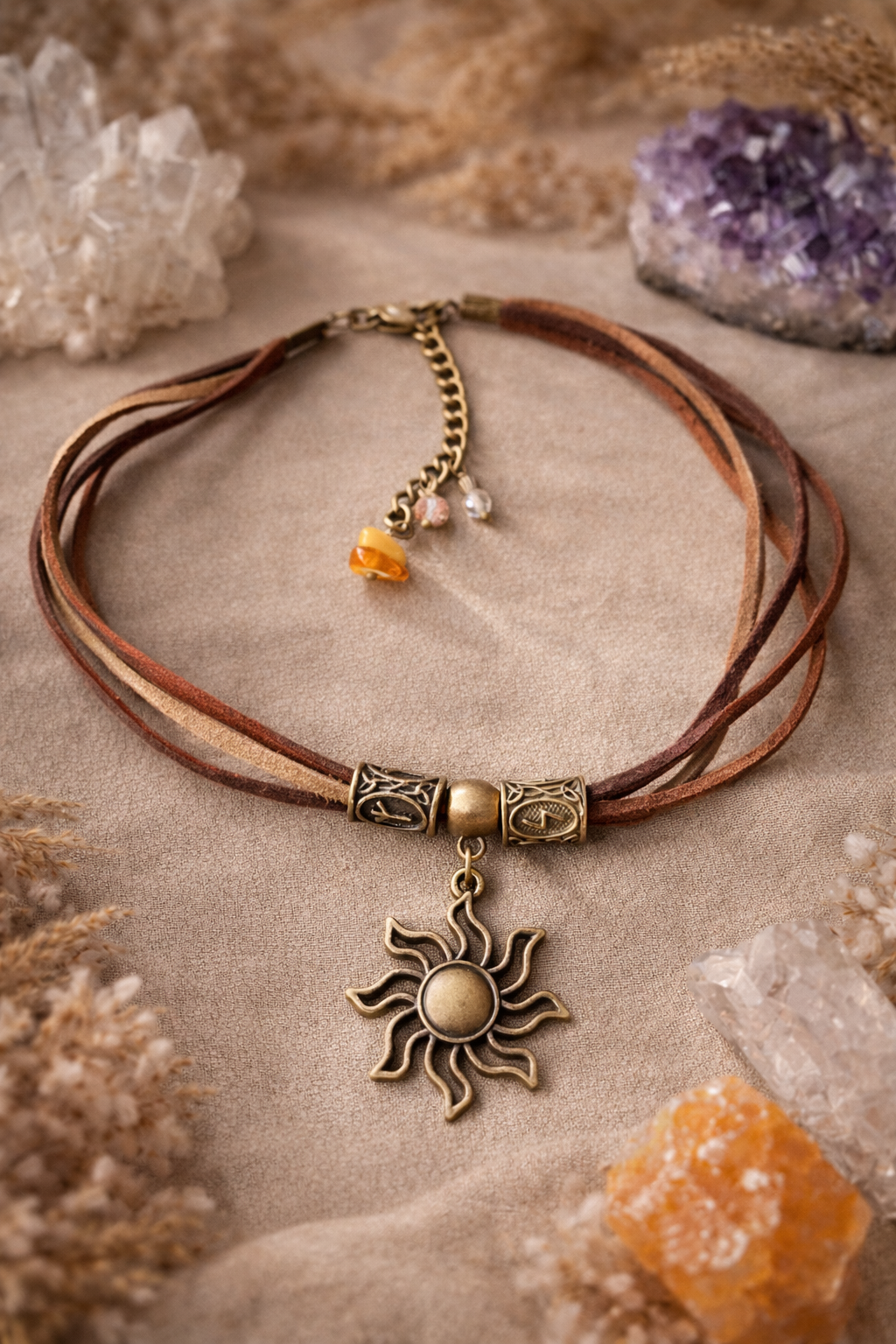 Choker „Solar Rune” – symbol słońca i mocy natury