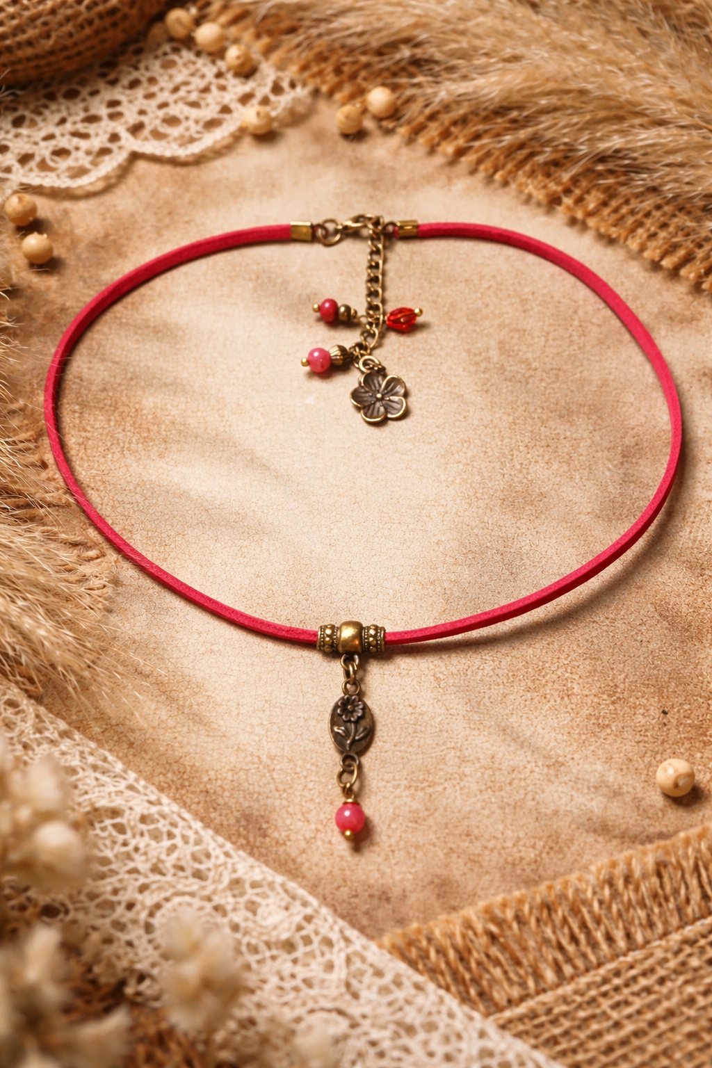 Choker „Strawberry Glow” – delikatność i energia serca