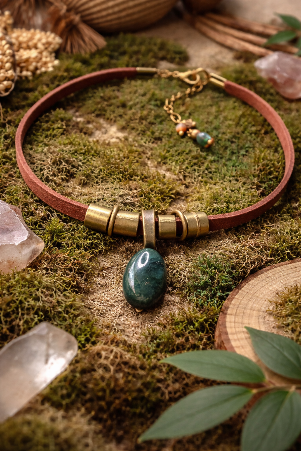 Ten choker to mały fragment natury agat mchowy zamknięty w formie biżuterii 🌿