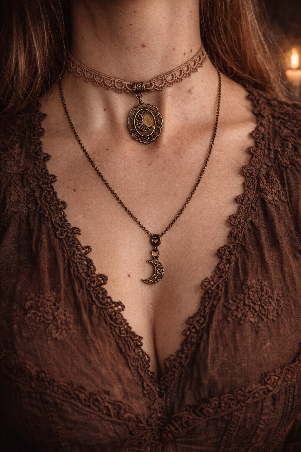 🌙 Moon Ritual – Naszyjnik Boho Gothic z Magią Intuicji