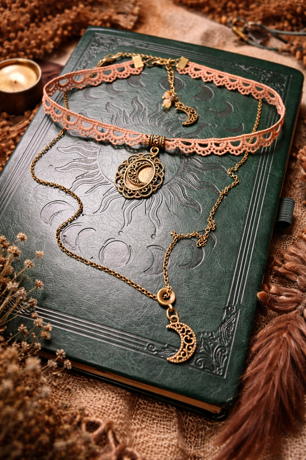 🌙 Moon Ritual – Naszyjnik Boho Gothic z Magią Intuicji