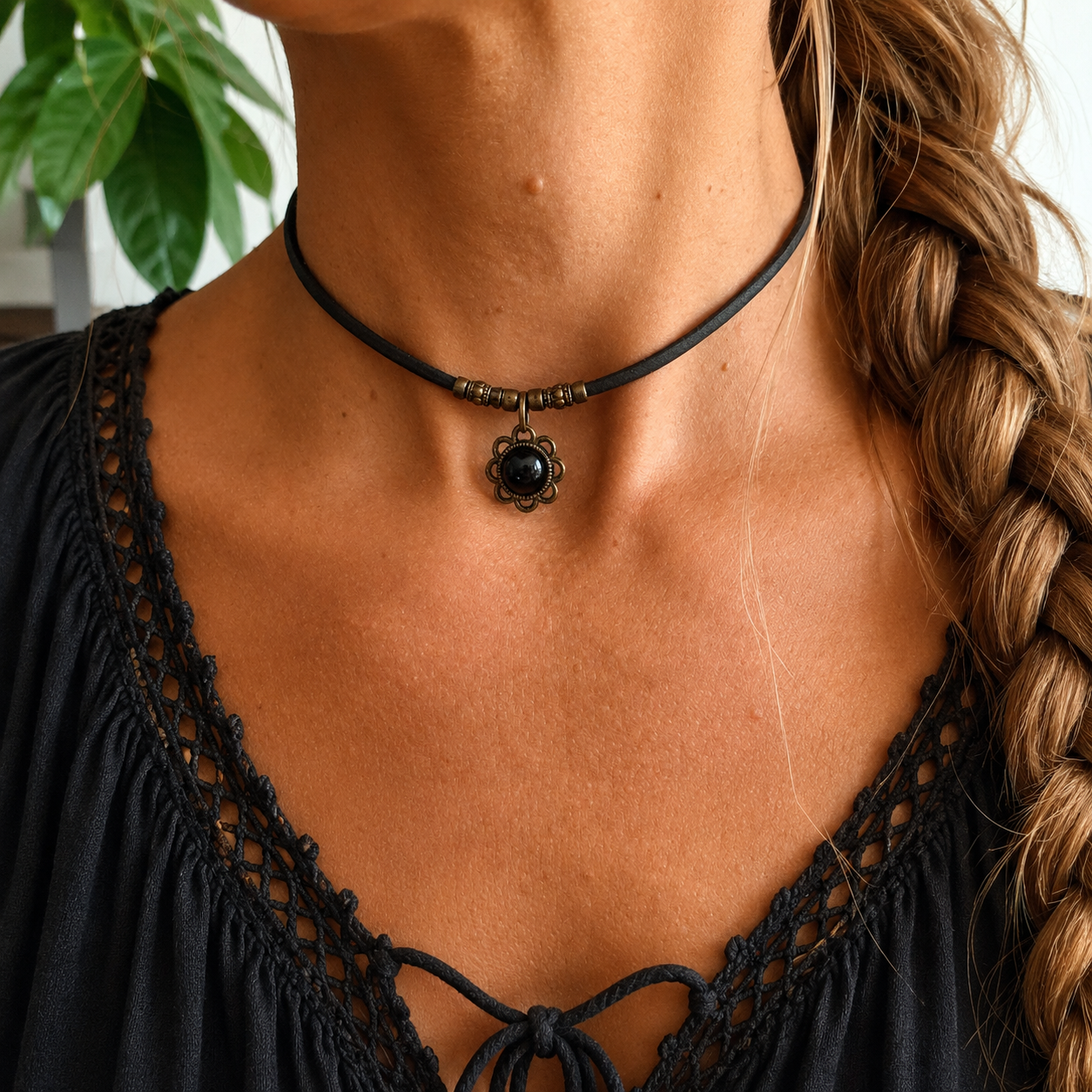 Choker z Czarnym Turmalinem – subtelna ochrona w stylu boho 🖤