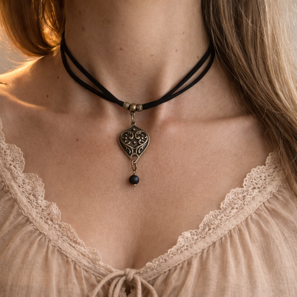 Choker z czarnym onyksiem – talizman siły i ochrony 🖤