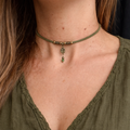 Zielony choker z jadeitem – styl boho, naszyjnik natura, talizman harmonii