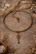💚 Choker Boho z zielonym kamieniem – subtelna elegancja natury 💚