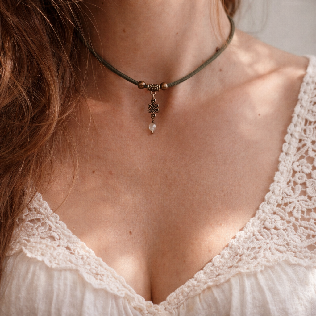 Ten choker to subtelne połączenie natury i symboliki 🌿