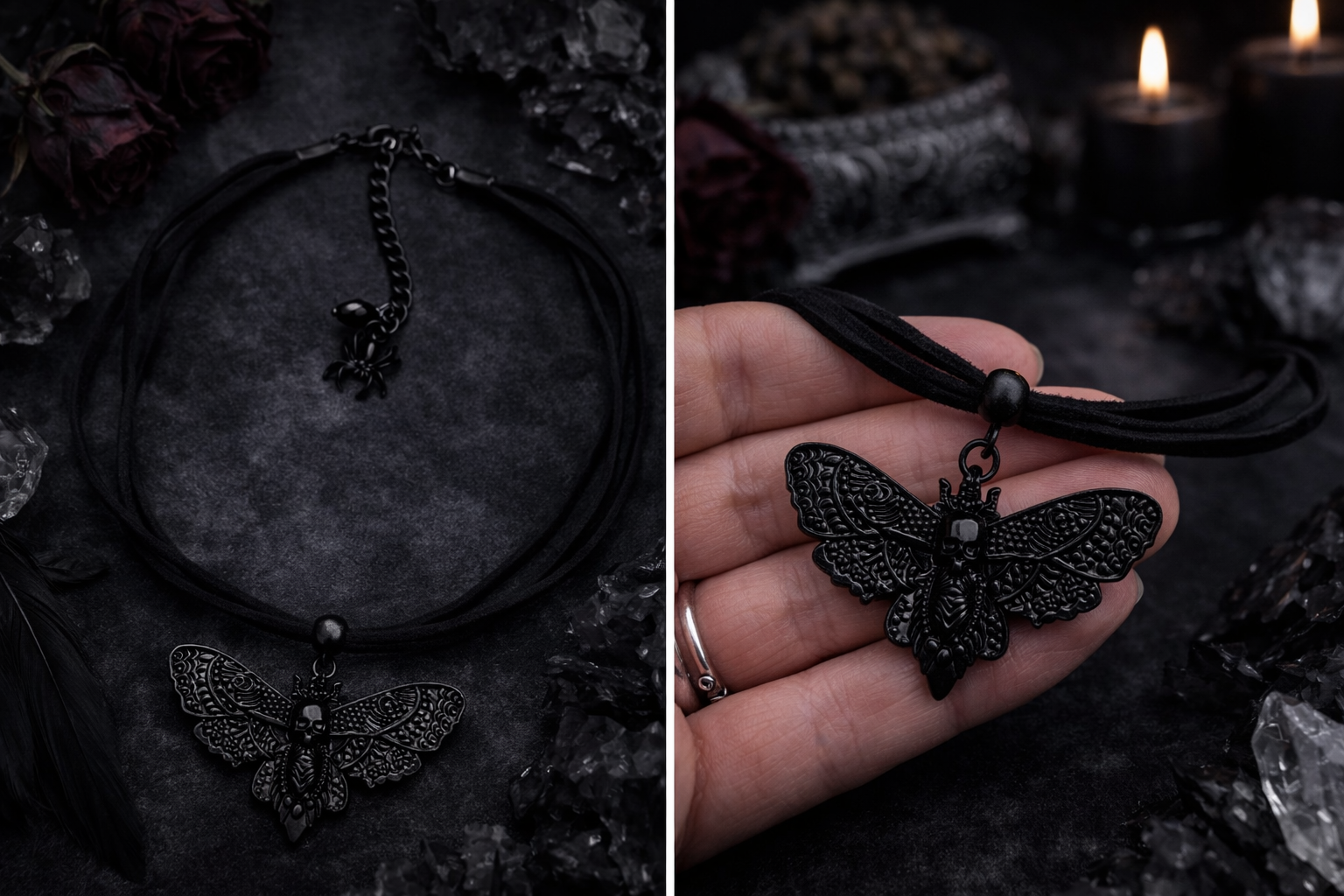 🖤 Gothic Moth Choker – Dark Elegance Collection 🖤