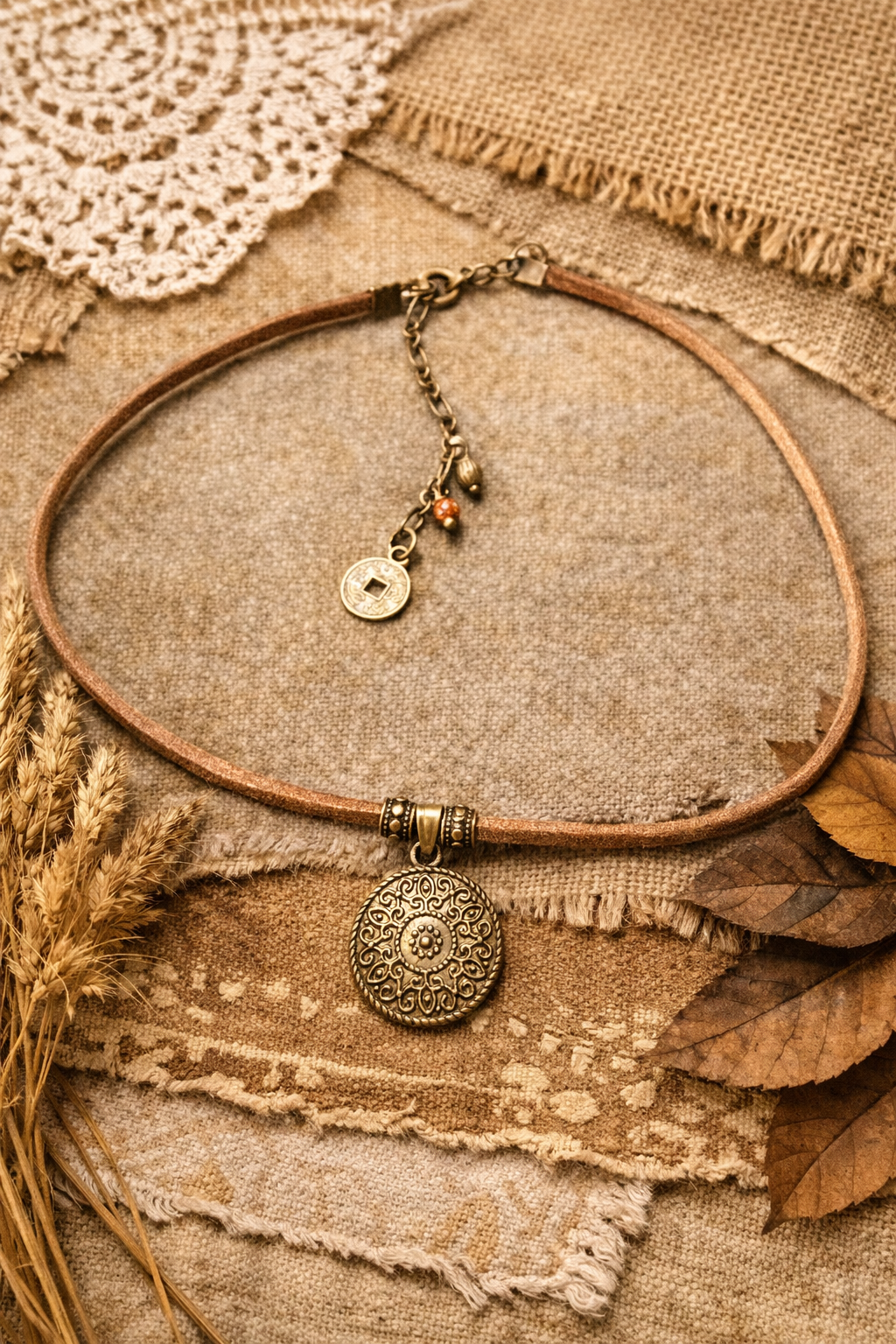 Choker z ornamentową mandalą – symbol harmonii