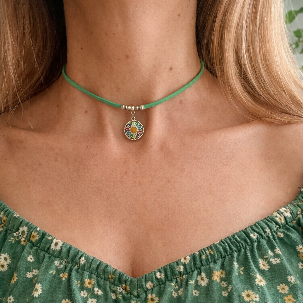 Wiosenny choker z kolorową mandalą – energia, radość i kolor 💚