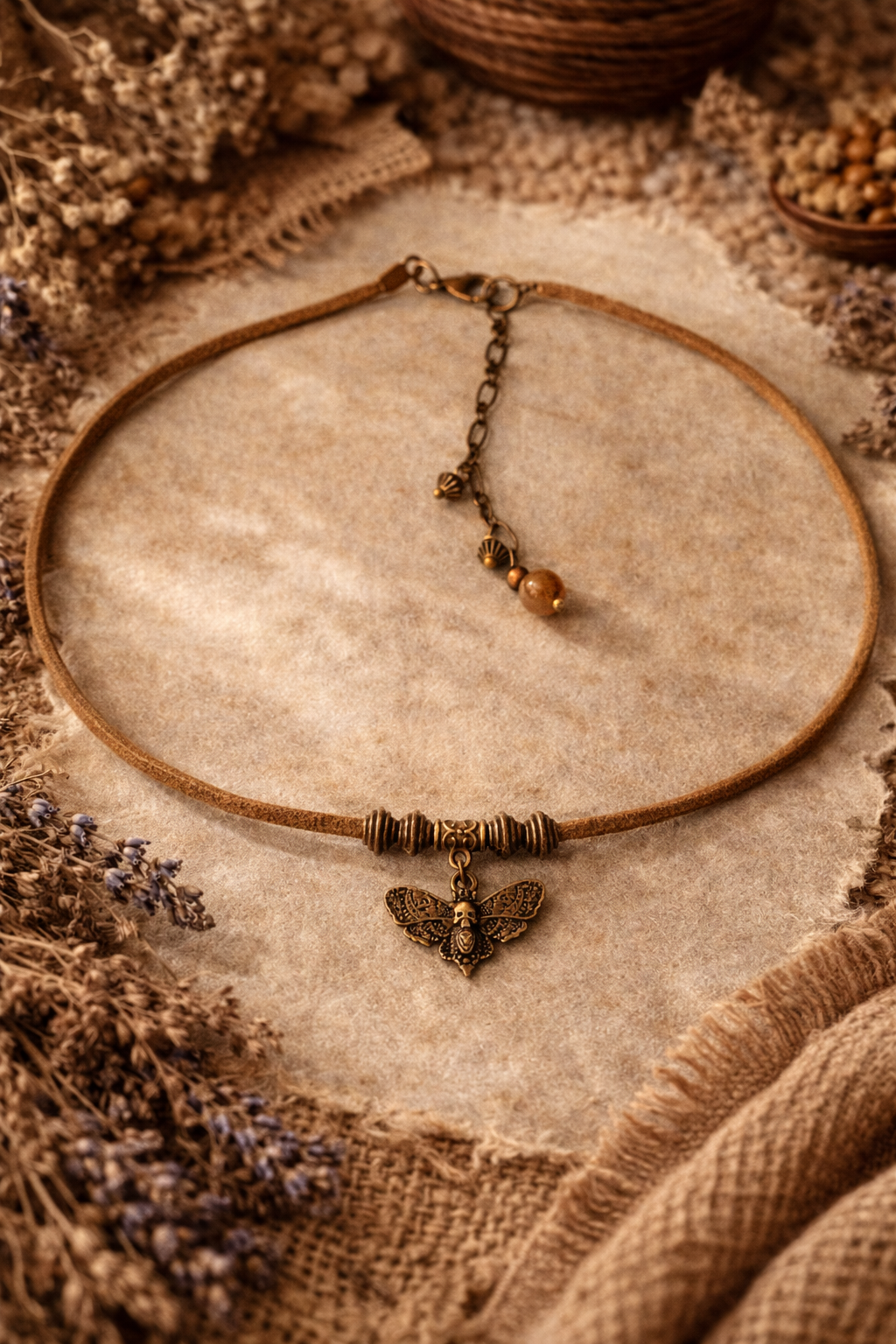 🦋 Choker z ćmą – symbol przemiany 🦋