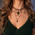 Leśny Szept – choker gothic boho z agatem mchowym 🌿✨