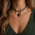 Zielony Jadeit Choker Boho Vintage – talizman harmonii i szczęścia | Agnes Arte 💚🌿