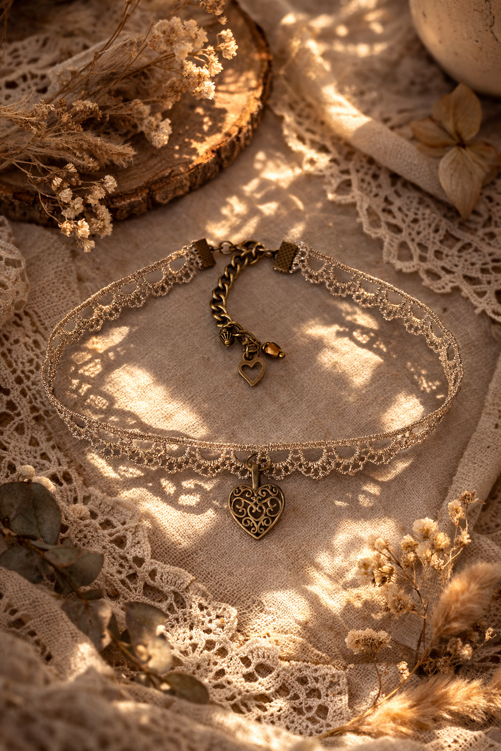 ✨ Choker Koronkowe Serce – styl boho vintage ✨