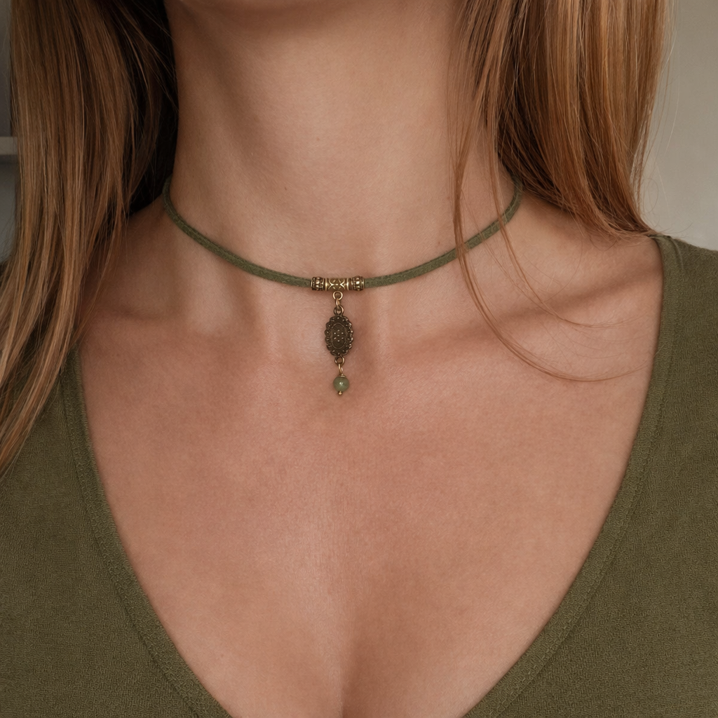 Choker z zielonym awenturynem – talizman harmonii