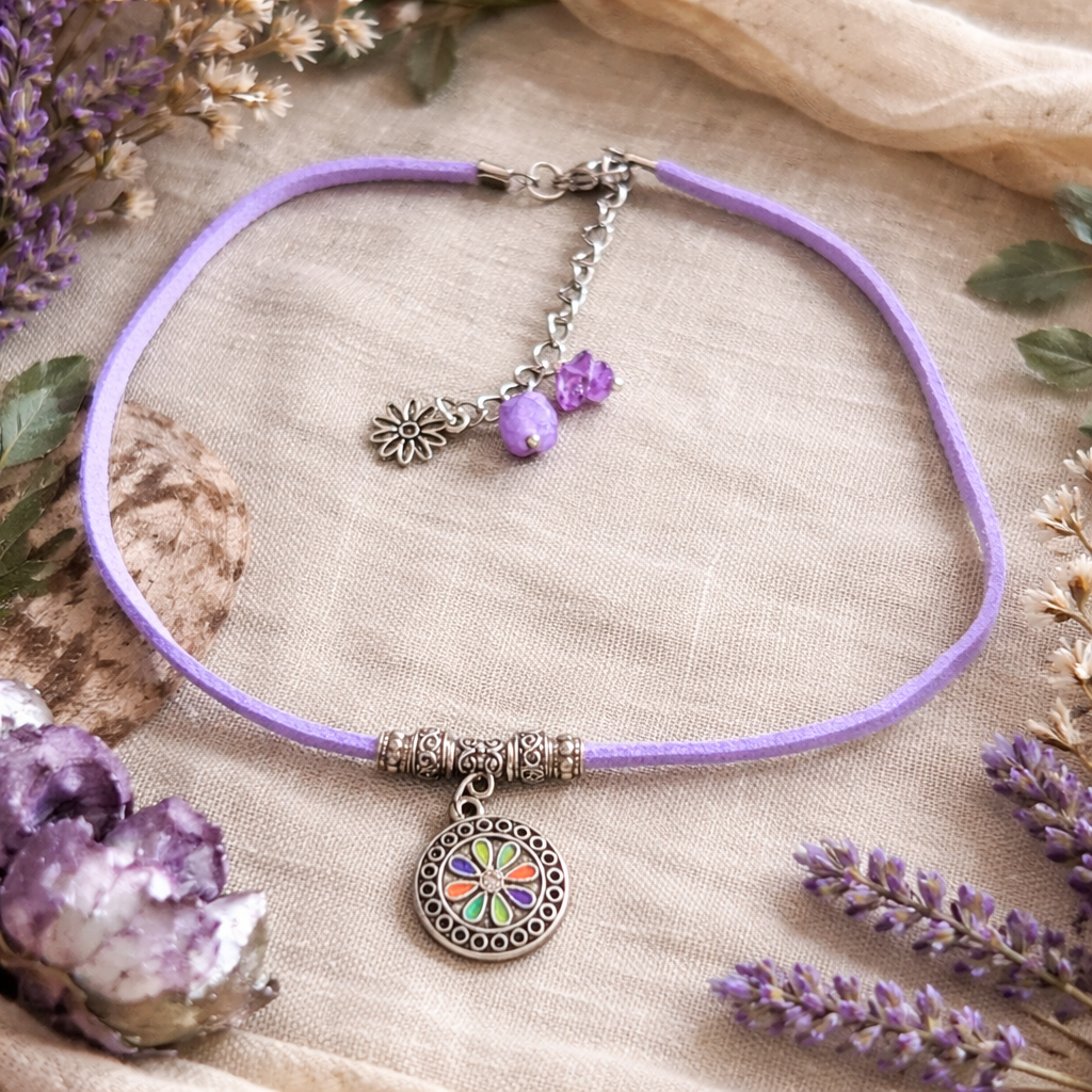 ✨ Choker z ametystem – talizman spokoju i intuicji 💟
