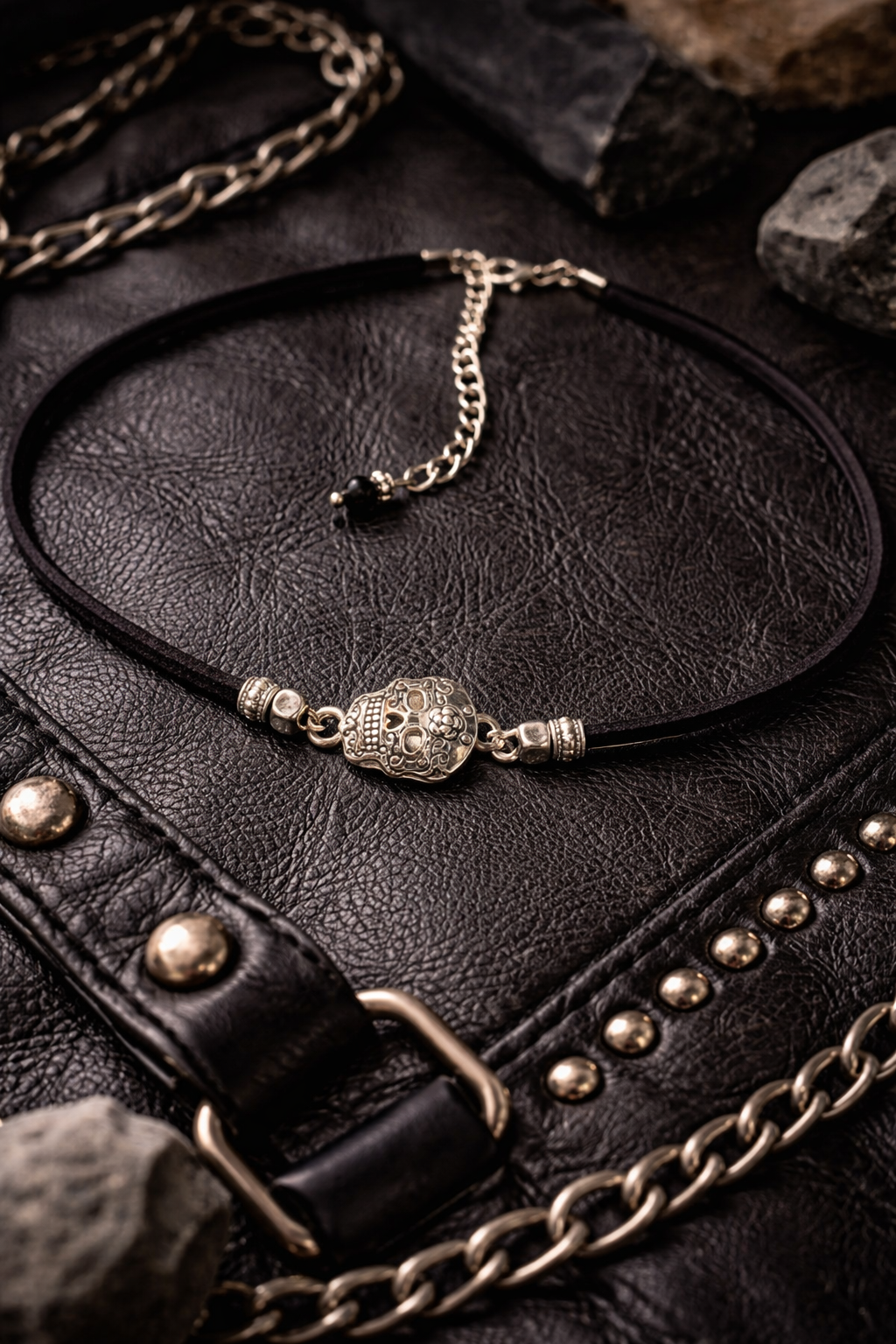 💀 CHOKER Z CZASZKĄ – VINTAGE / BOHO / ALTERNATIVE STYLE