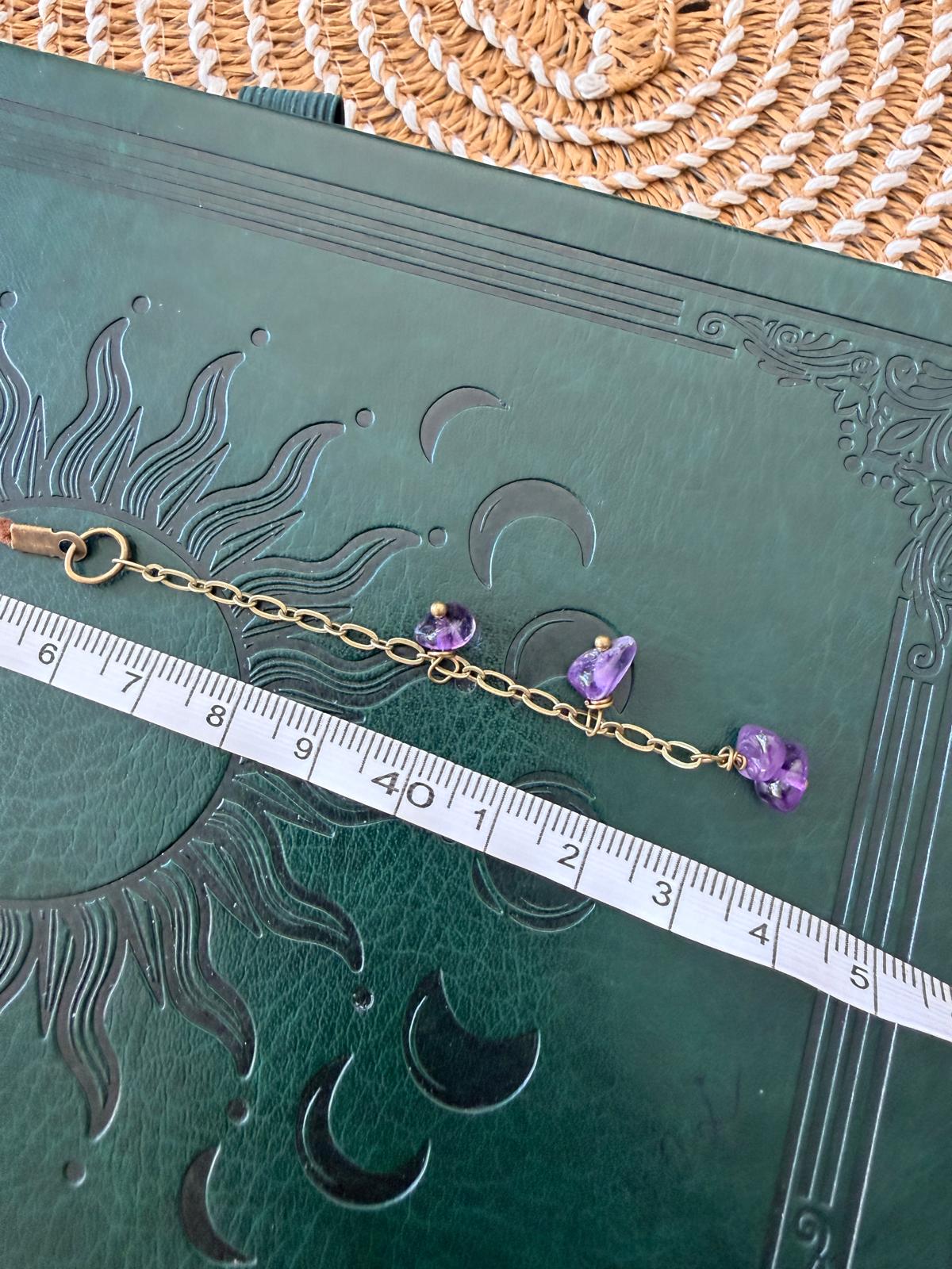 Choker z ametystem – talizman spokoju i intuicji, boho naszyjnik z kamieniem naturalnym