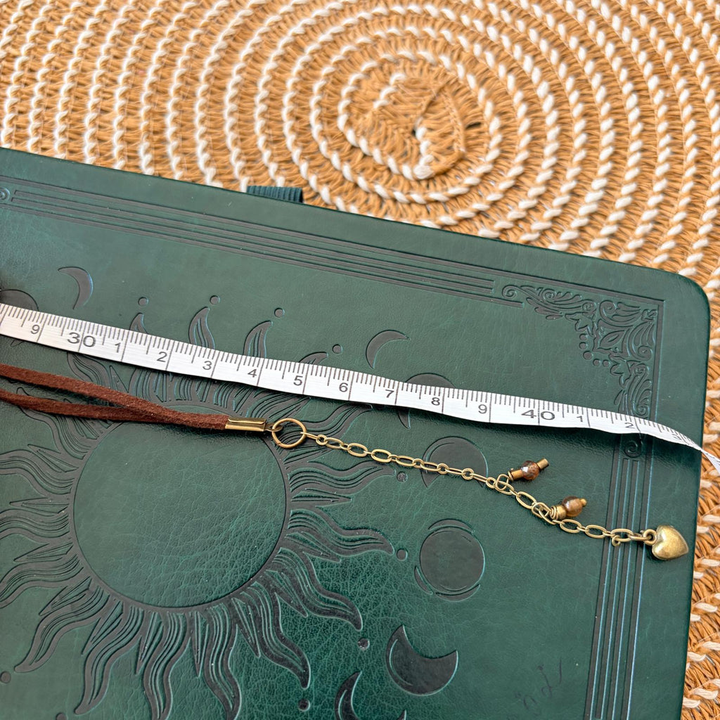 Choker serce brązowe boho – naszyjnik vintage talizman ziemi