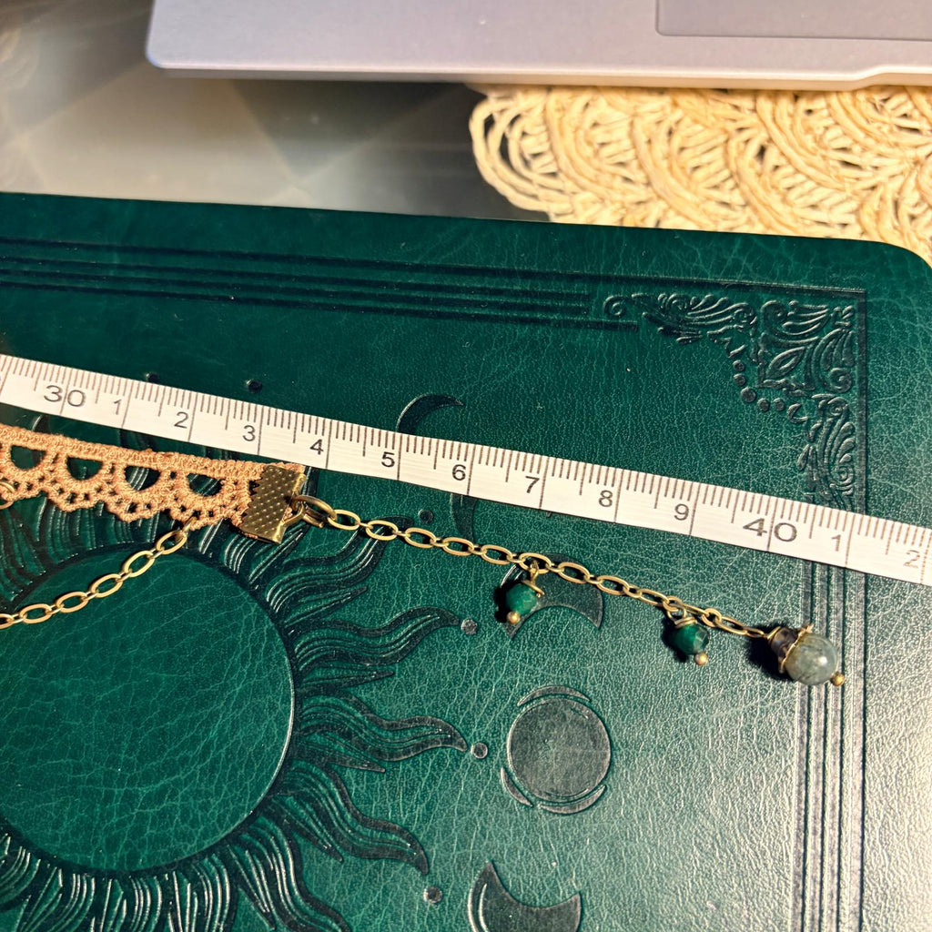 Leśny Szept – choker gothic boho z agatem mchowym 🌿✨