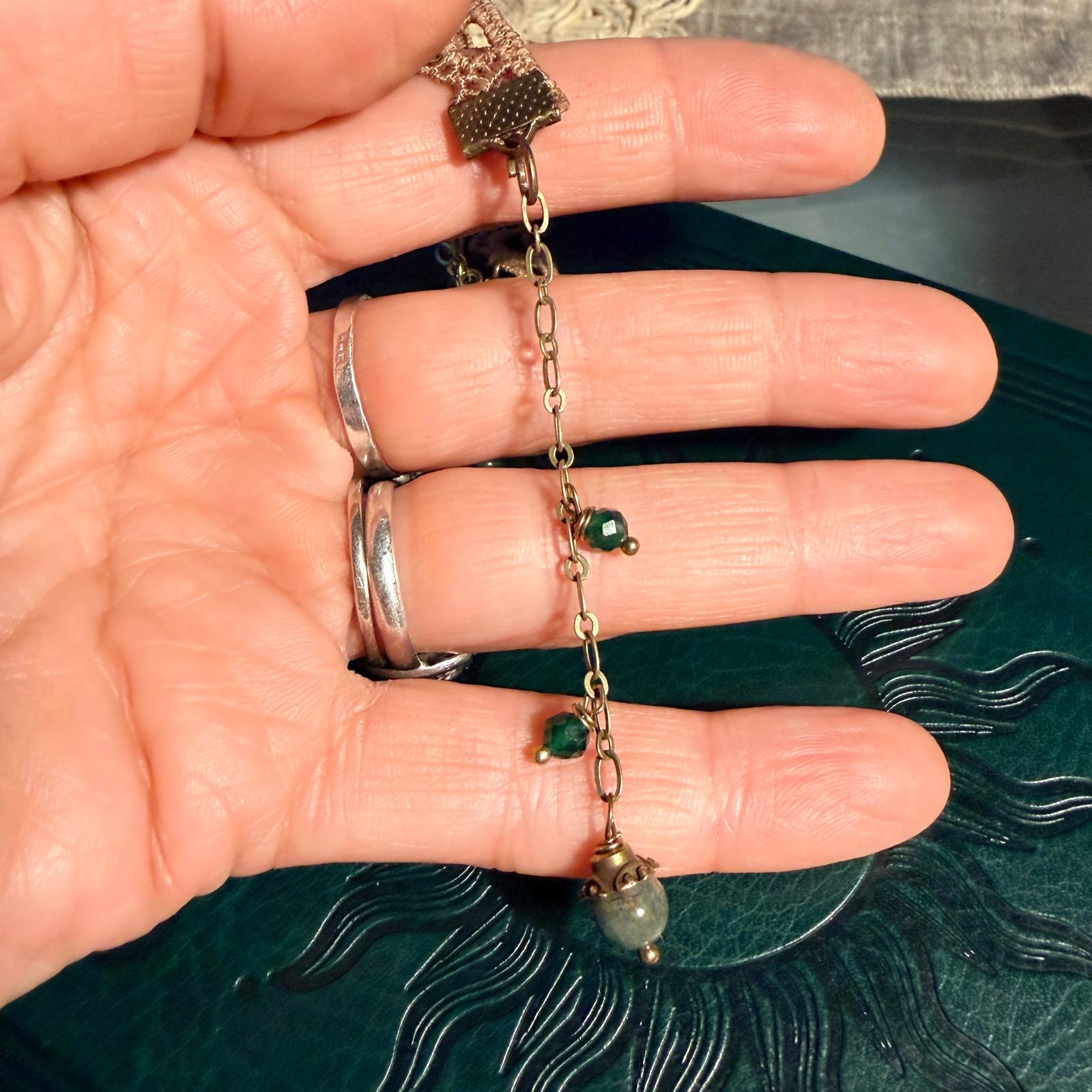 Leśny Szept – choker gothic boho z agatem mchowym 🌿✨