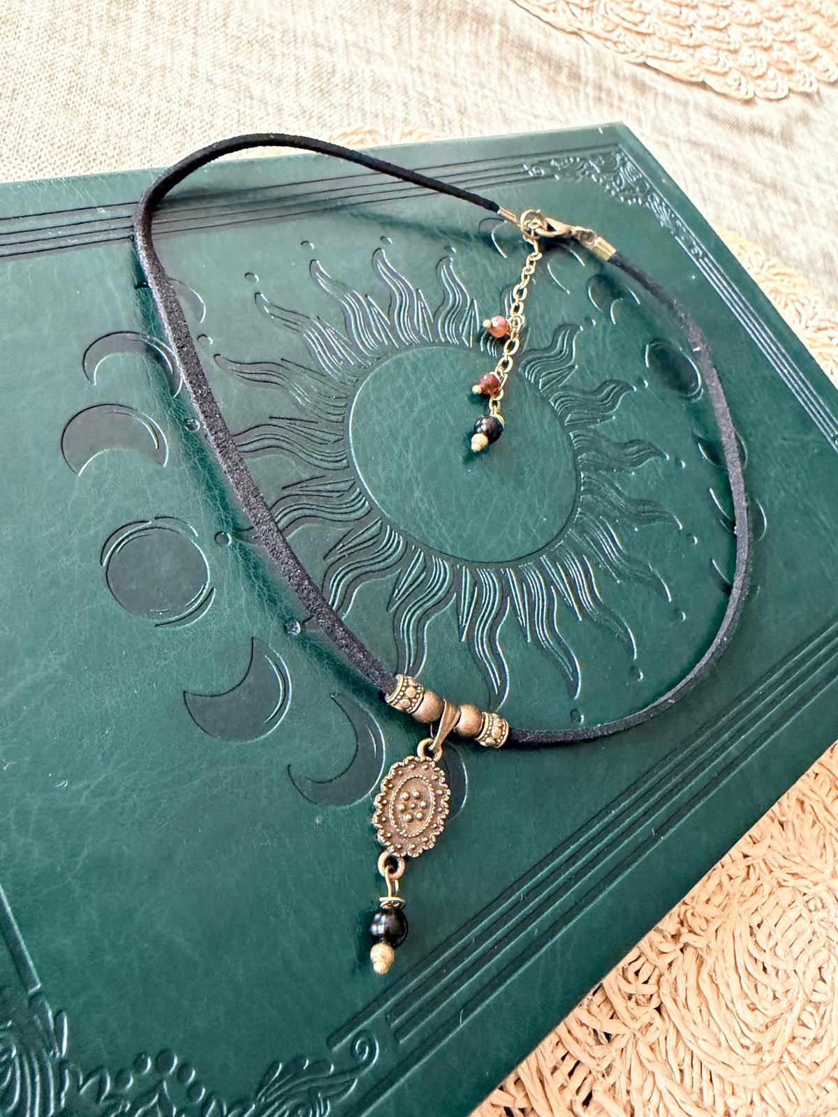 🖤 CHOKER Z CZARNYM TURMALINEM – TALIZMAN OCHRONY | BOHO VINTAGE