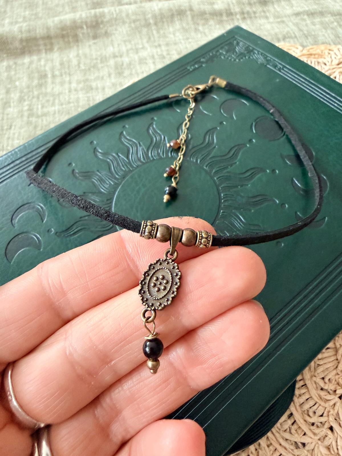 🖤 CHOKER Z CZARNYM TURMALINEM – TALIZMAN OCHRONY | BOHO VINTAGE