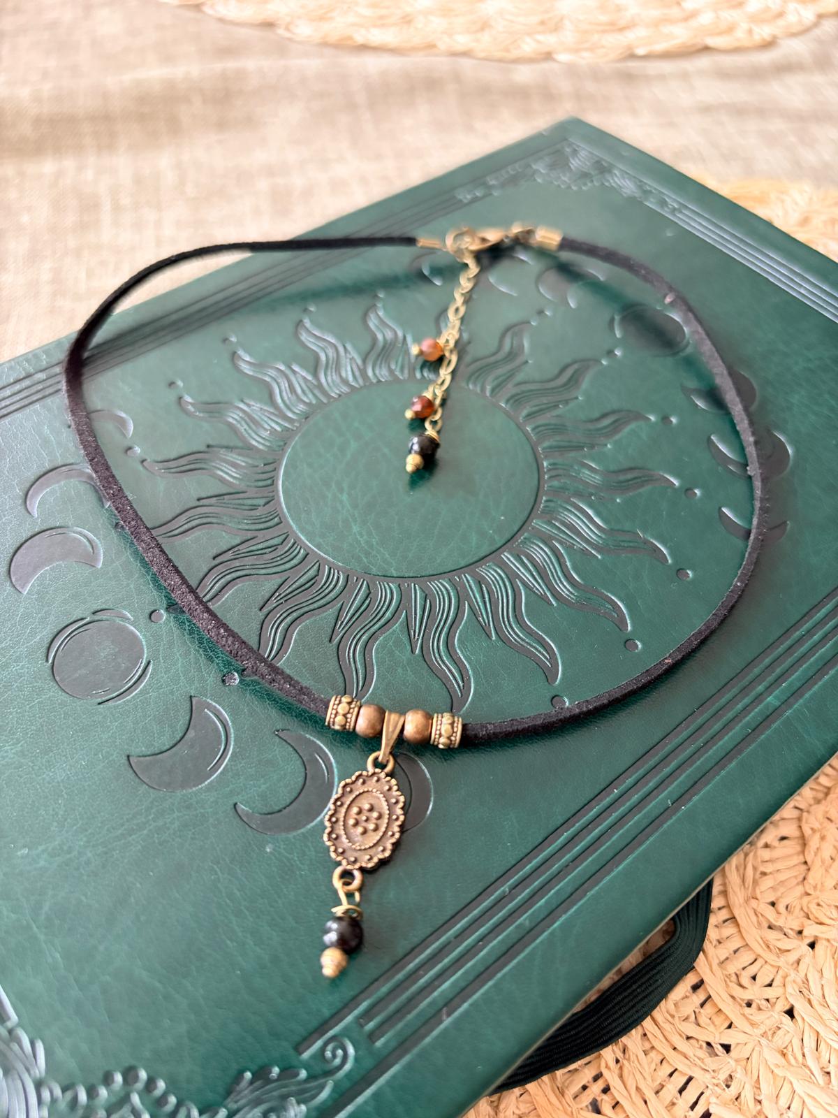 🖤 CHOKER Z CZARNYM TURMALINEM – TALIZMAN OCHRONY | BOHO VINTAGE