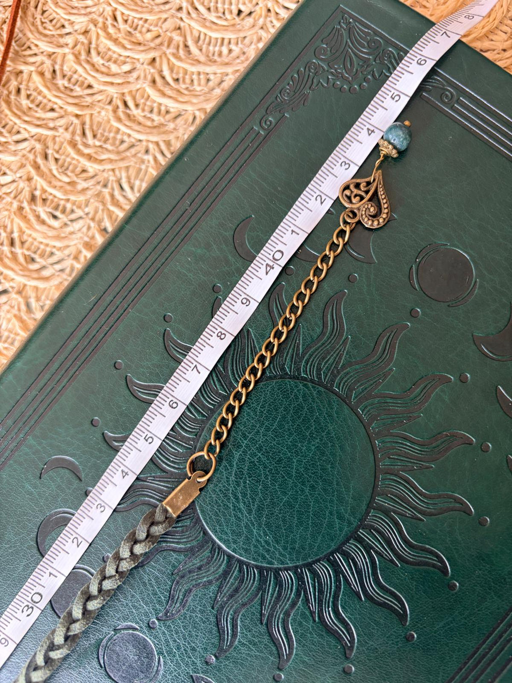 Choker z agatem mchowym – zielony kamień naturalny, boho naszyjnik vintage, talizman natury Agnes Arte