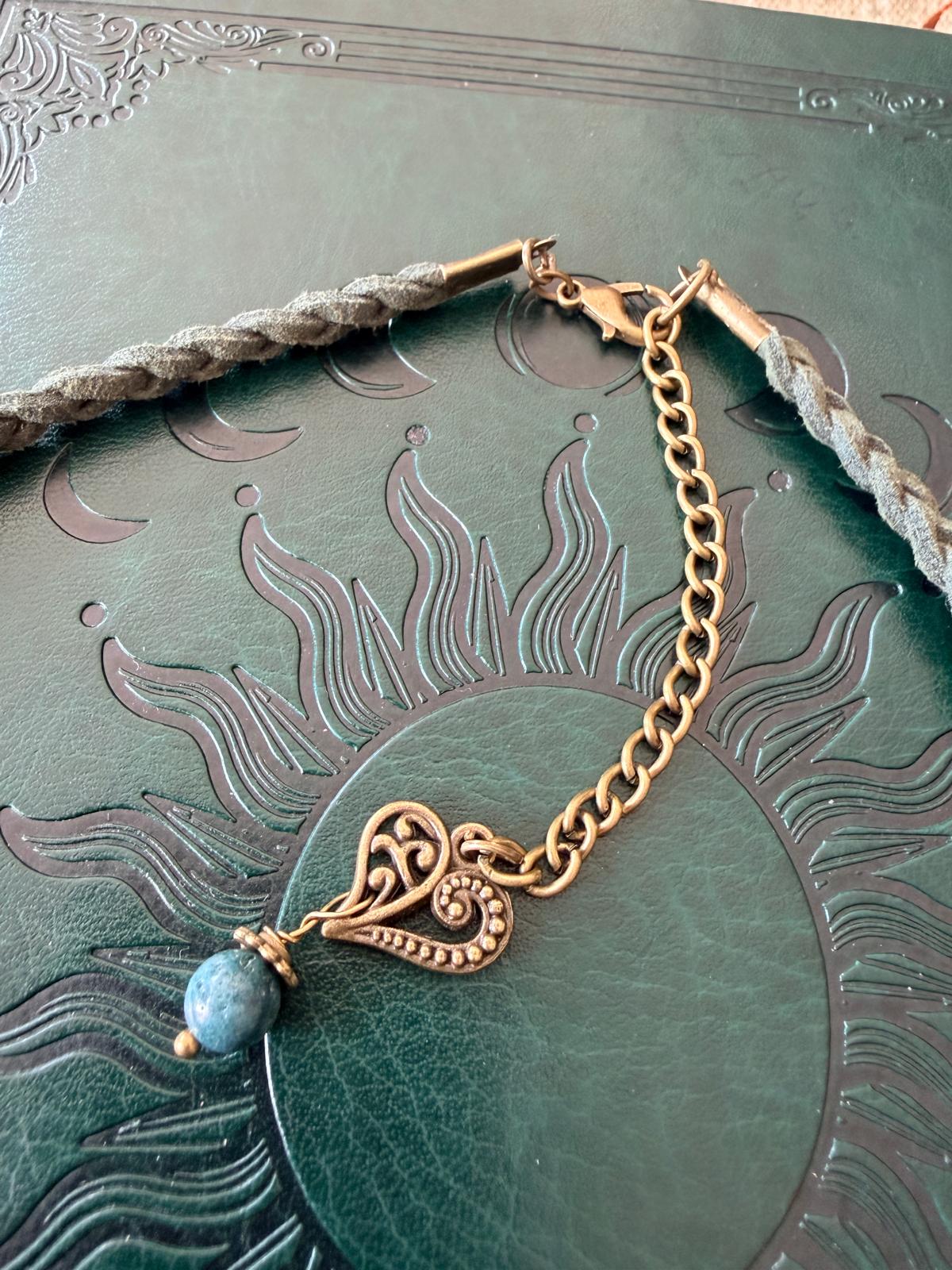 Choker z agatem mchowym – zielony kamień naturalny, boho naszyjnik vintage, talizman natury Agnes Arte