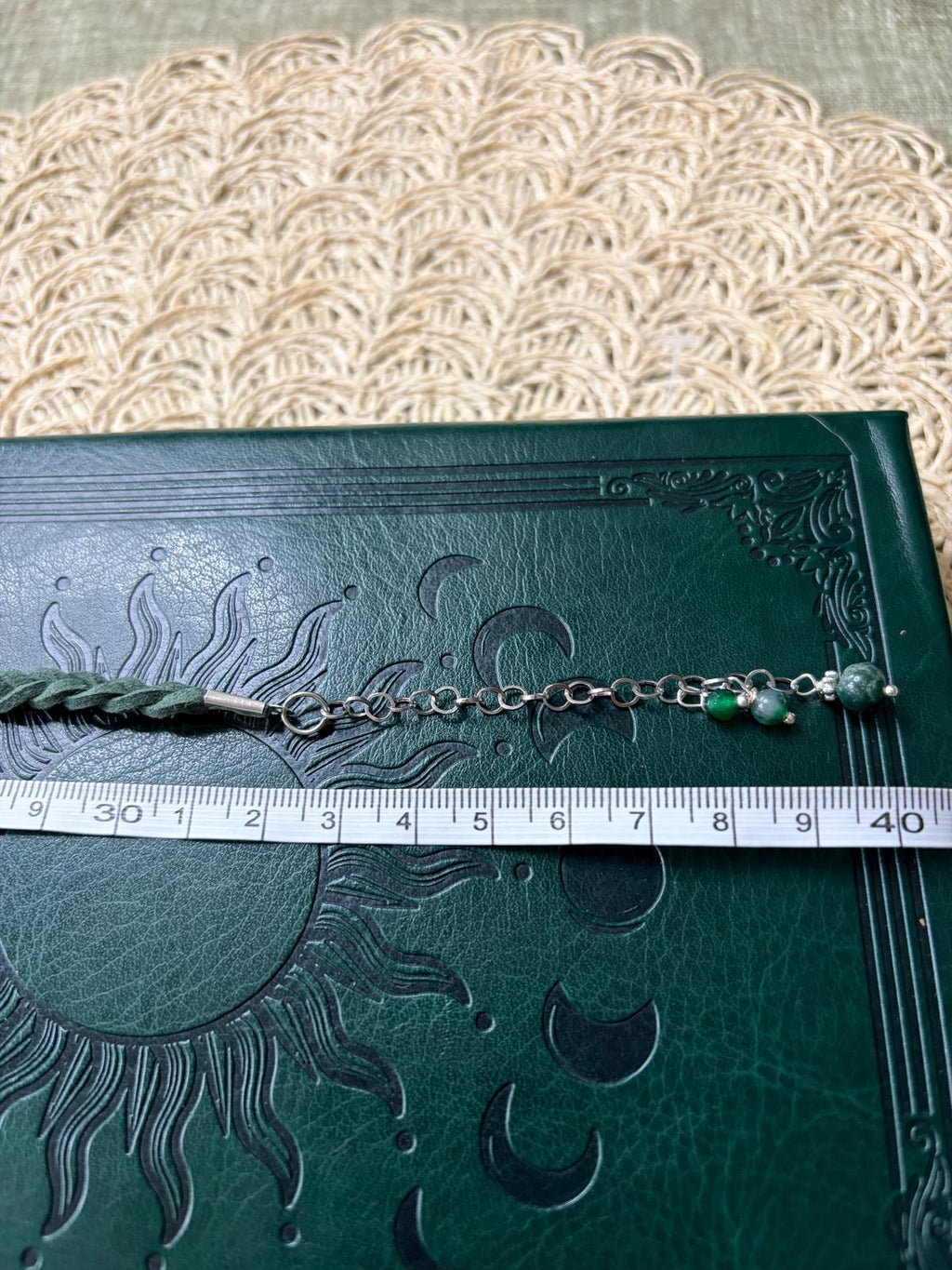 🌿✨ Choker z agatem mchowym – zielony naszyjnik boho vintage, talizman natury | Agnes Arte