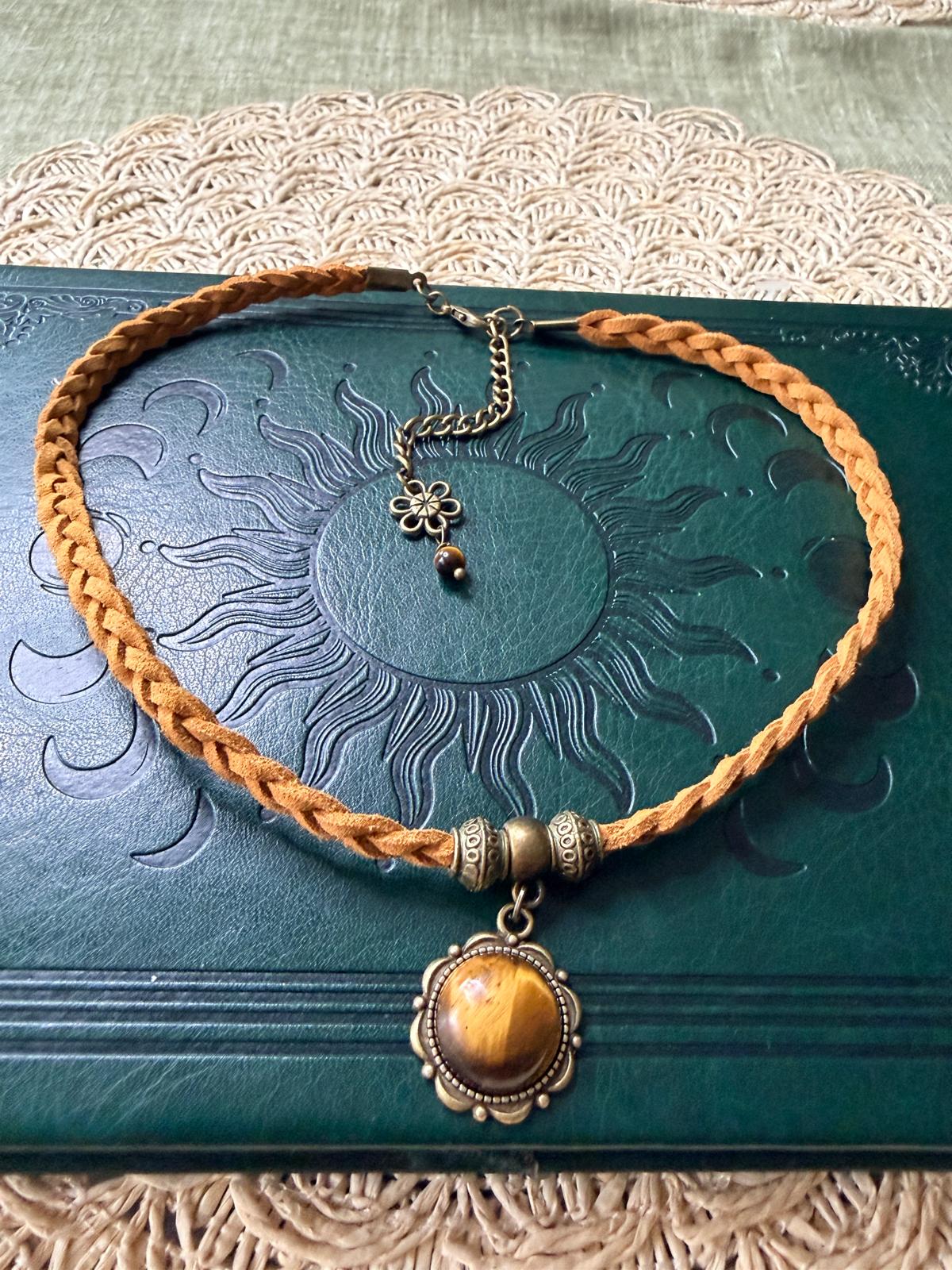 🔥✨ Choker z tygrysim okiem – naszyjnik boho vintage, talizman odwagi i siły | Agnes Arte