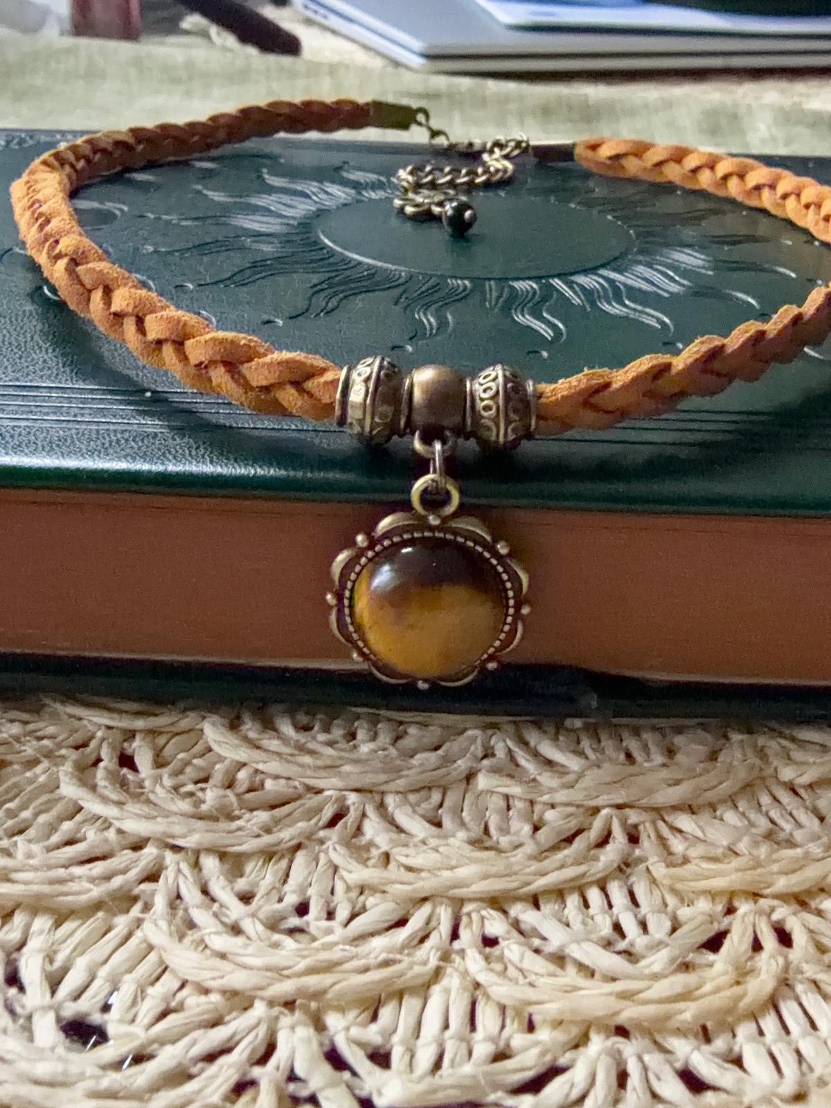 🔥✨ Choker z tygrysim okiem – naszyjnik boho vintage, talizman odwagi i siły | Agnes Arte