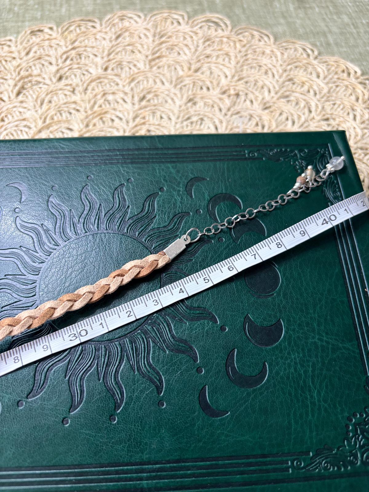 Choker z szarym agatem – naturalny kamień, naszyjnik boho vintage, talizman harmonii | Agnes Arte