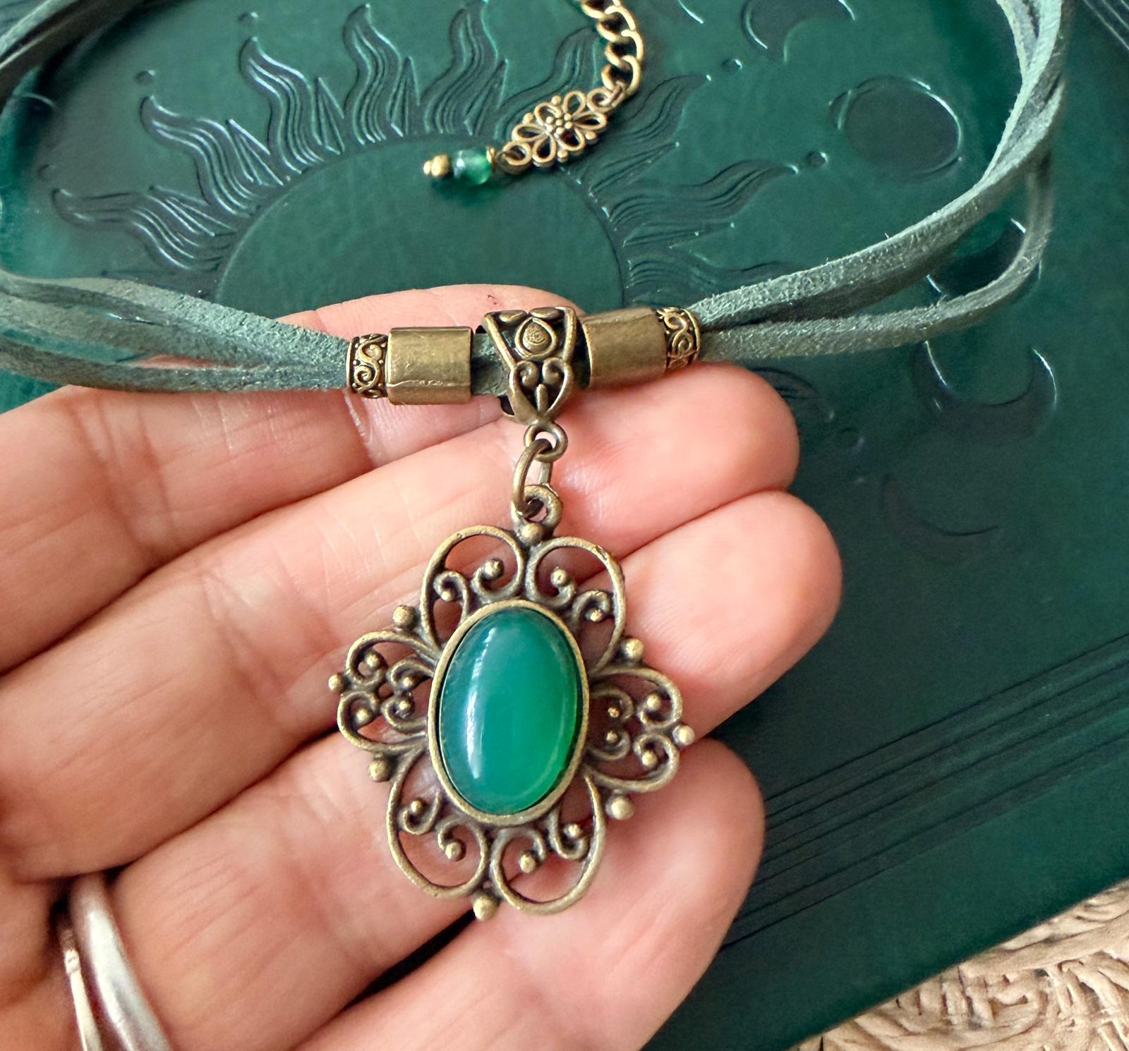 Zielony Jadeit Choker Boho Vintage – talizman harmonii i szczęścia | Agnes Arte 💚🌿