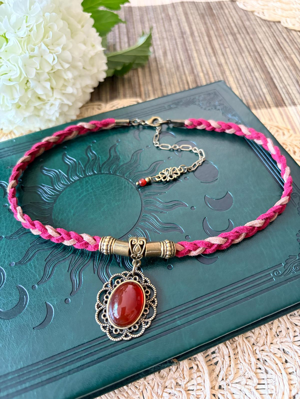 Ogień Odwagi – choker boho z czerwonym agatem ❤️✨