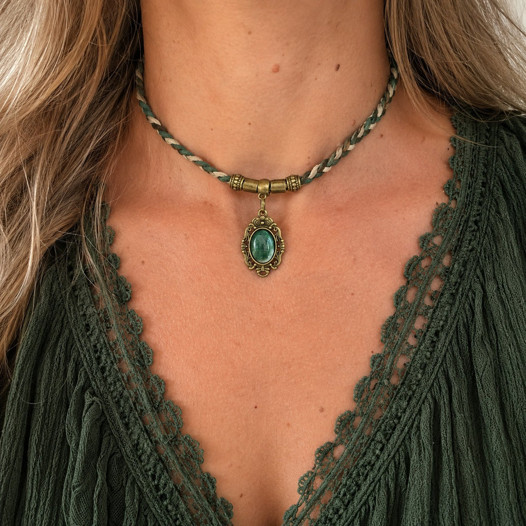 Agat Mchowy Choker Boho Vintage – Kamień Natury, Harmonii i Nowych Początków | Agnes Arte