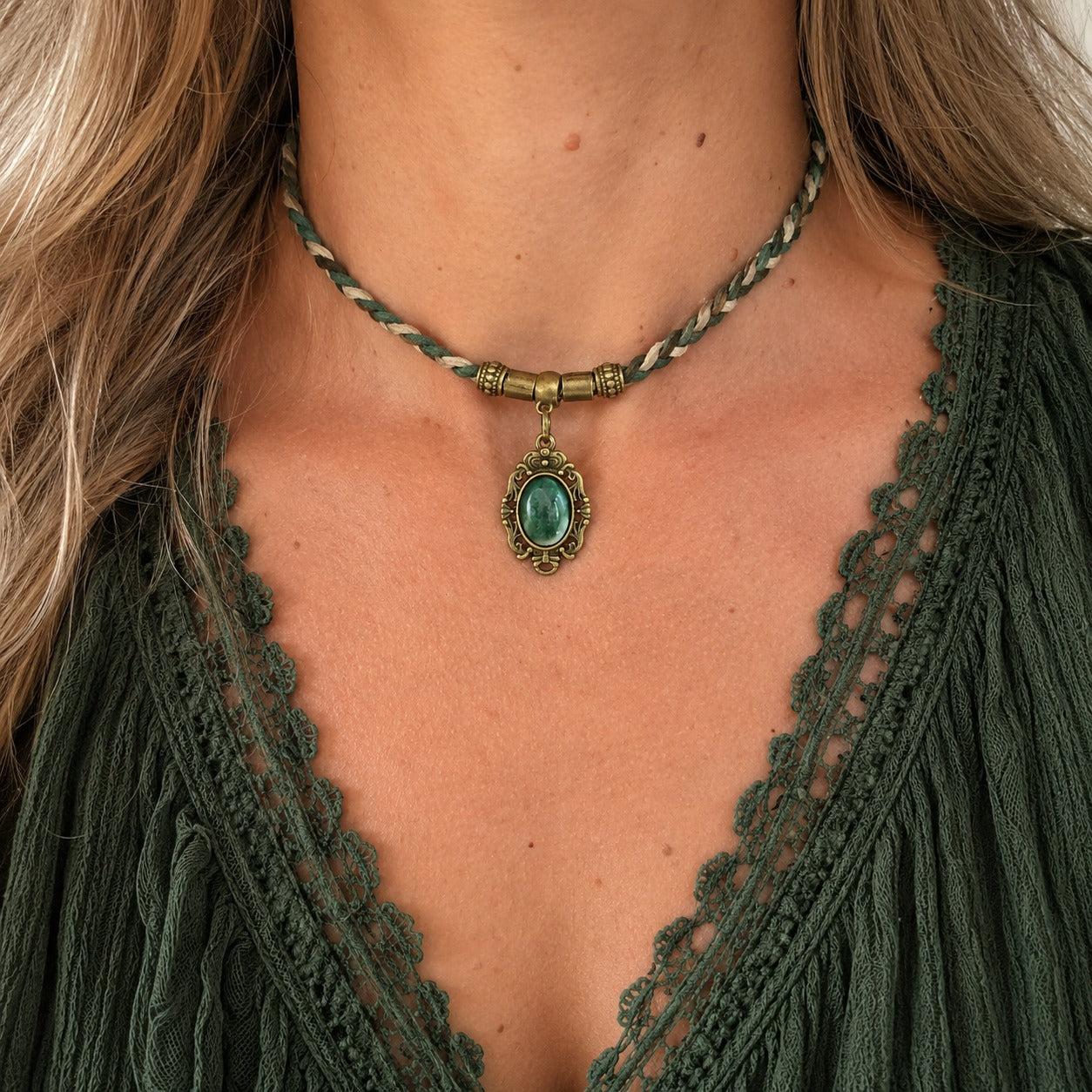 Agat Mchowy Choker Boho Vintage – Kamień Natury, Harmonii i Nowych Początków | Agnes Arte