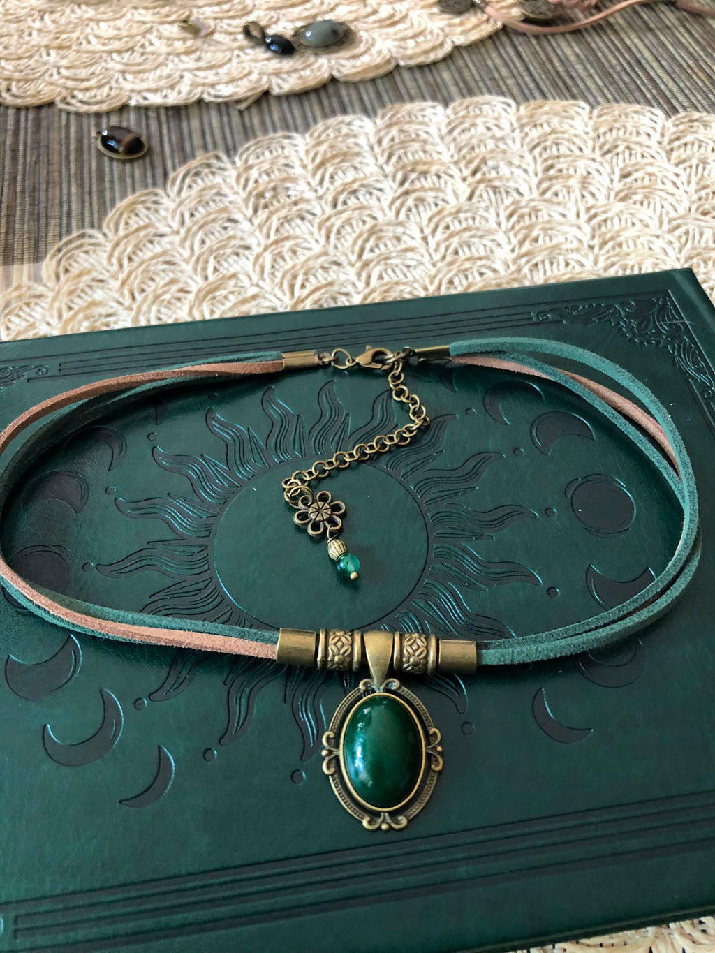 Zielony Agat Choker Boho Vintage – Naturalny Kamień Harmonii i Dobrobytu | Agnes Arte