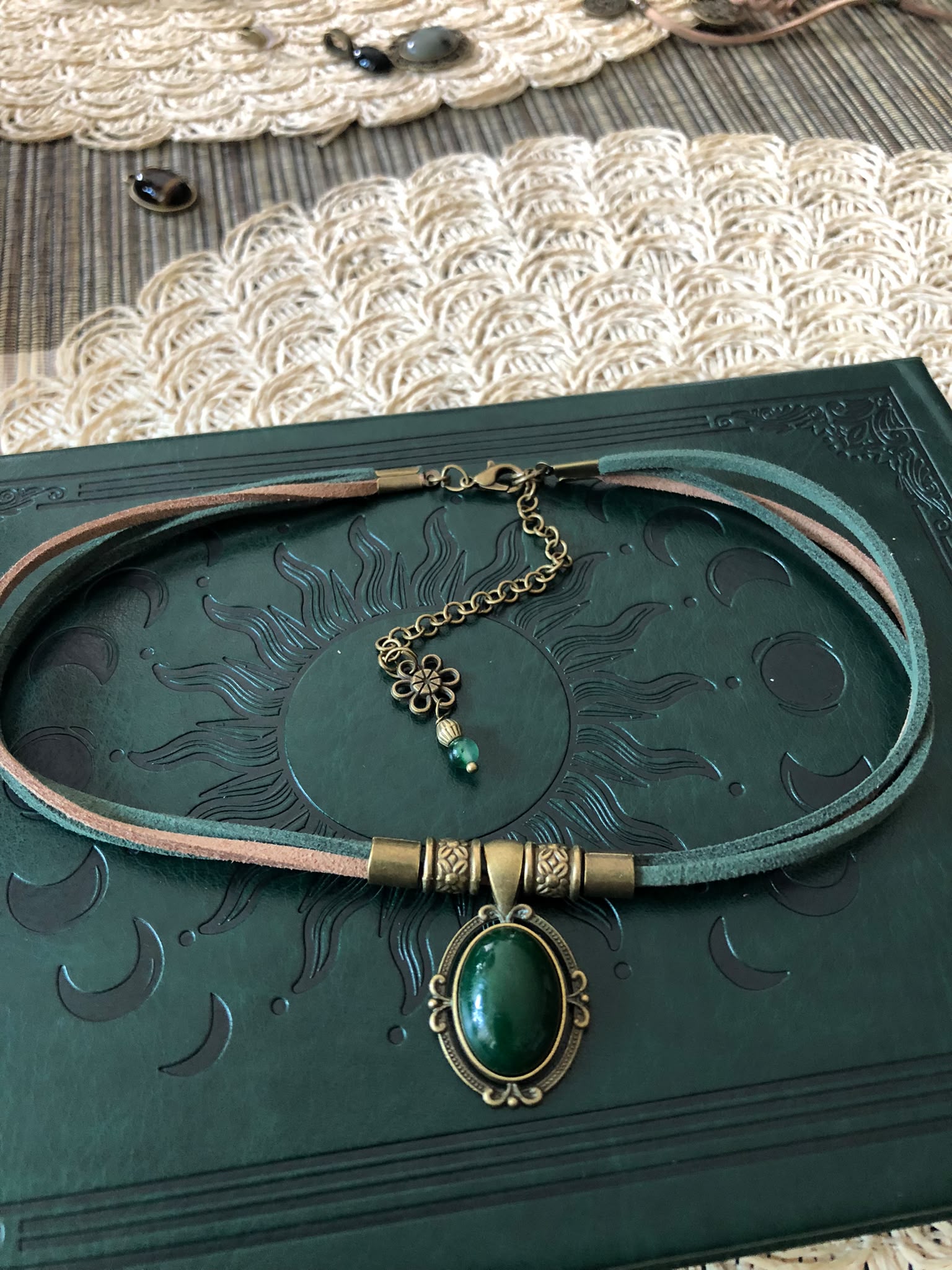 Zielony Agat Choker Boho Vintage – Naturalny Kamień Harmonii i Dobrobytu | Agnes Arte